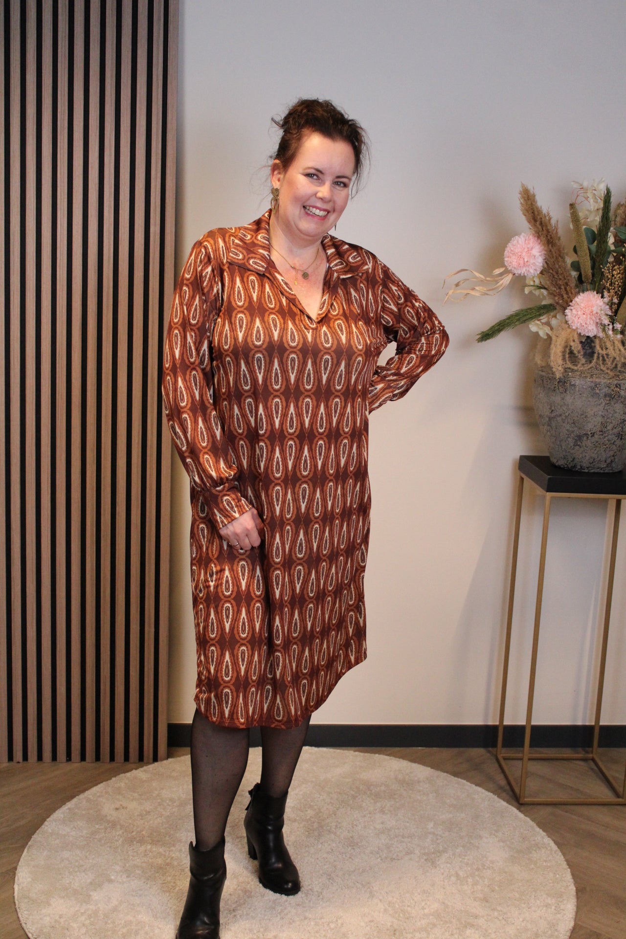 Isa | Jurk oranje met kraagje 38 t/m 46