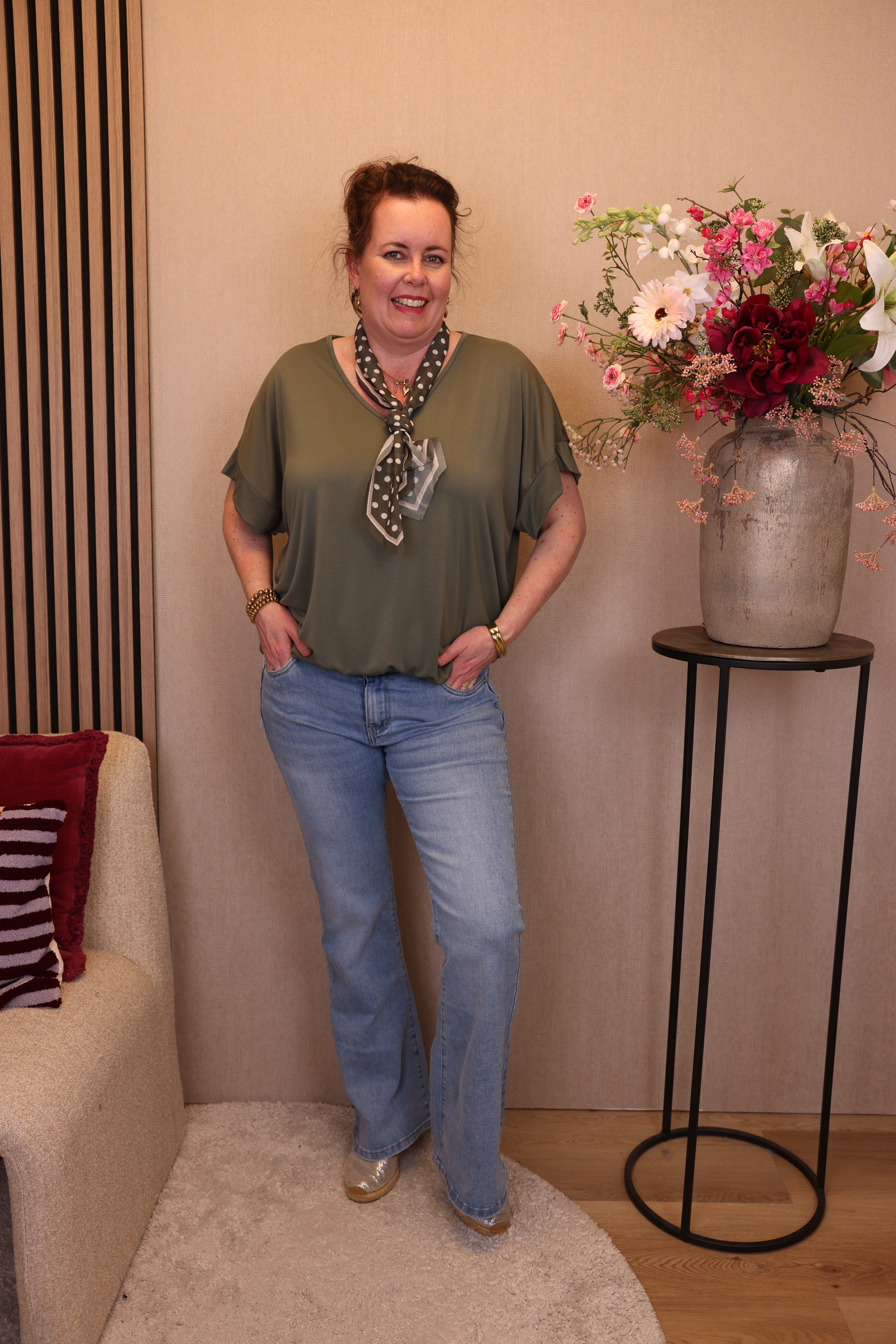 Mieke | Top groen + gratis sjaal