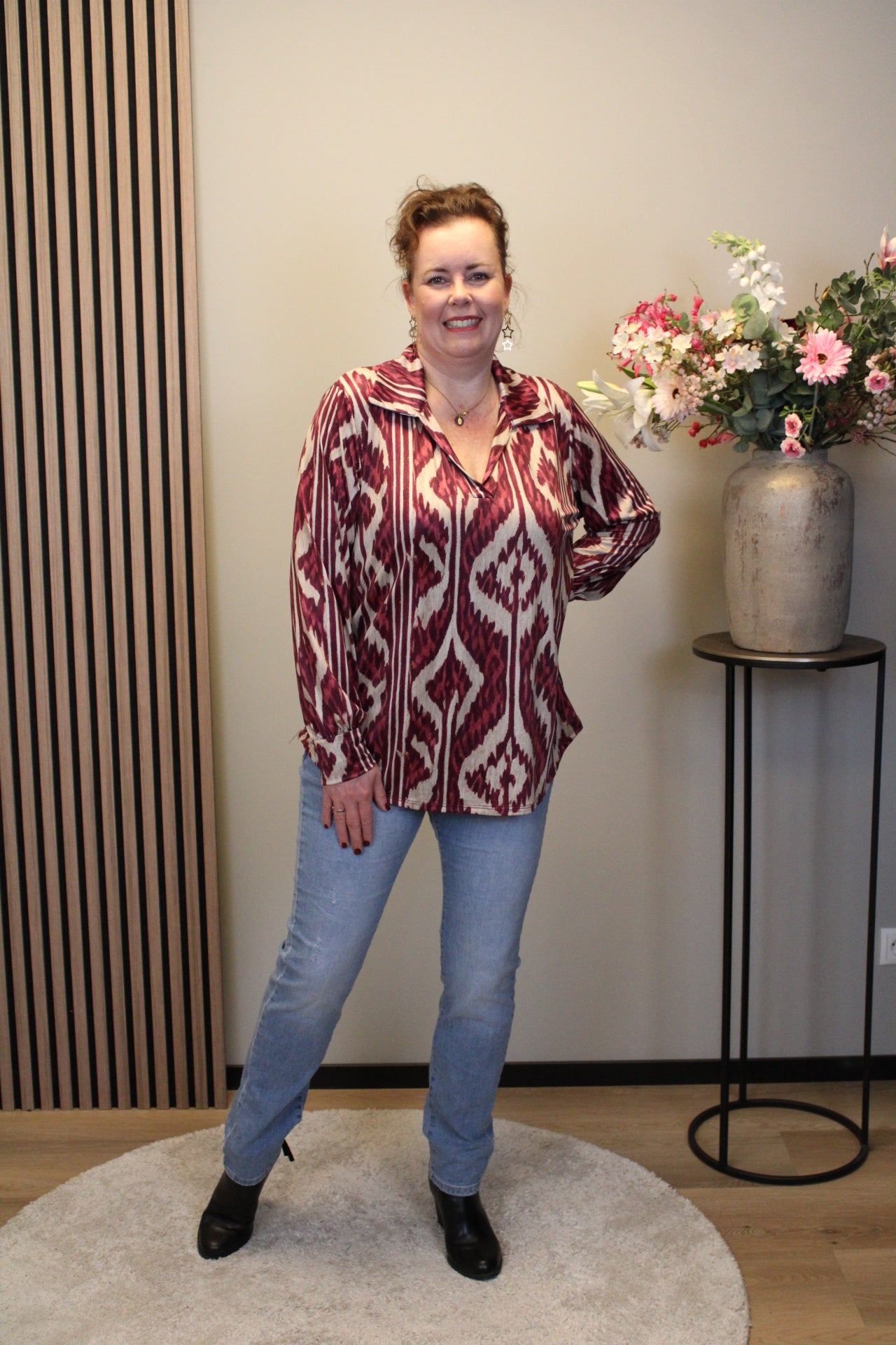 Raina | Blouse roze met kraagje 38 t/m 48