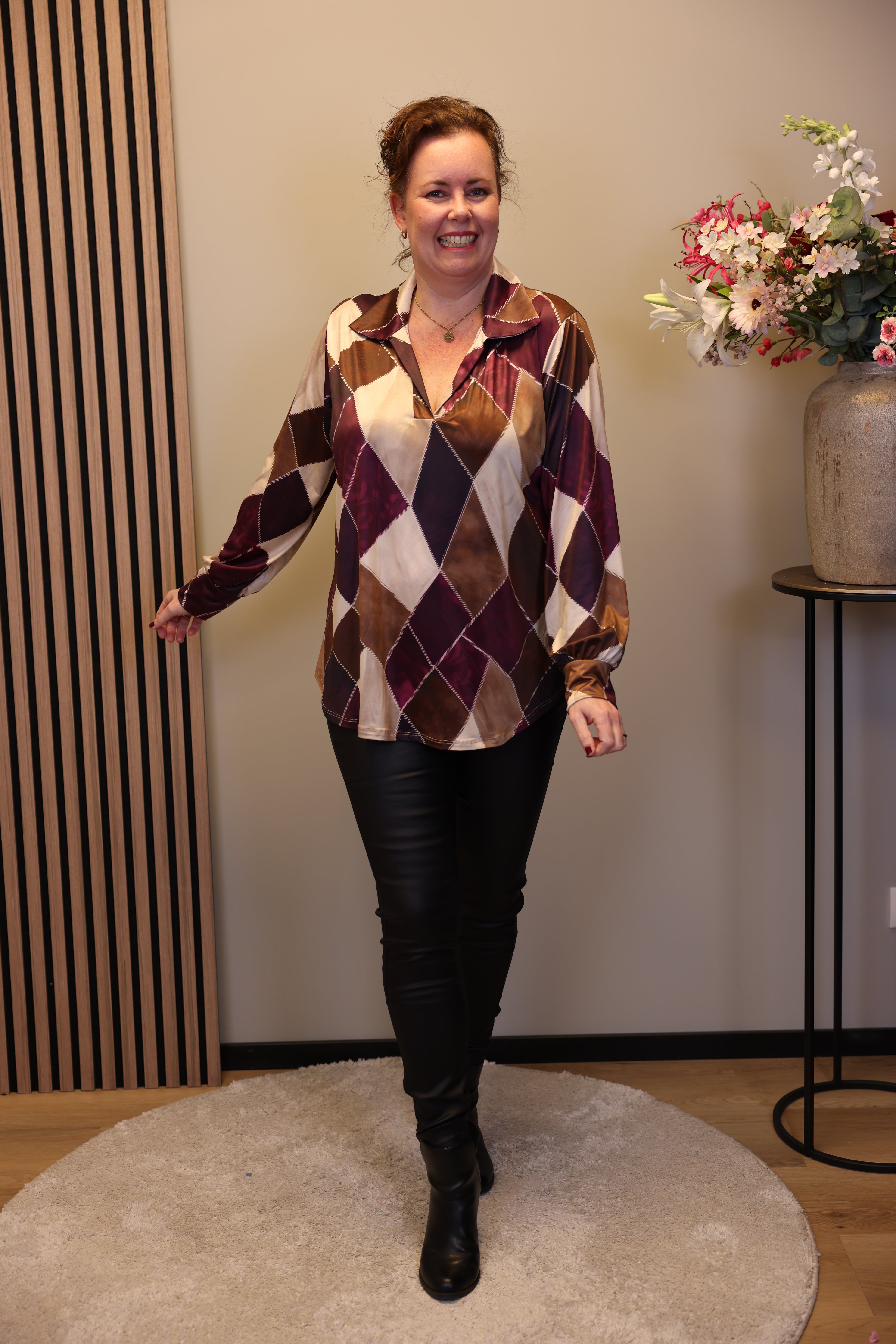 Lotta | Blouse roze met kraagje 48 t/m 52