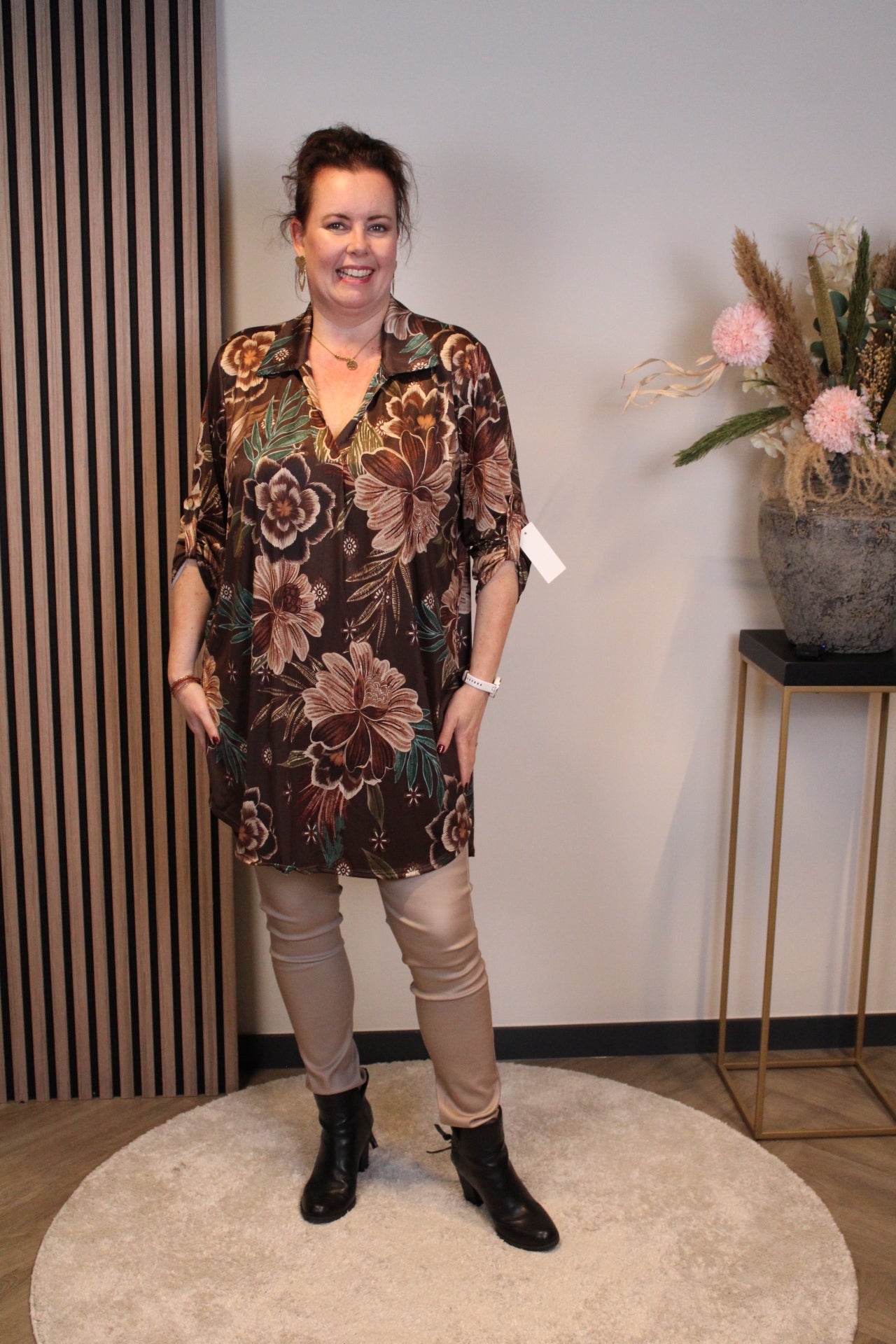 Els | Tuniek bruin met kraagje 48 t/m 52