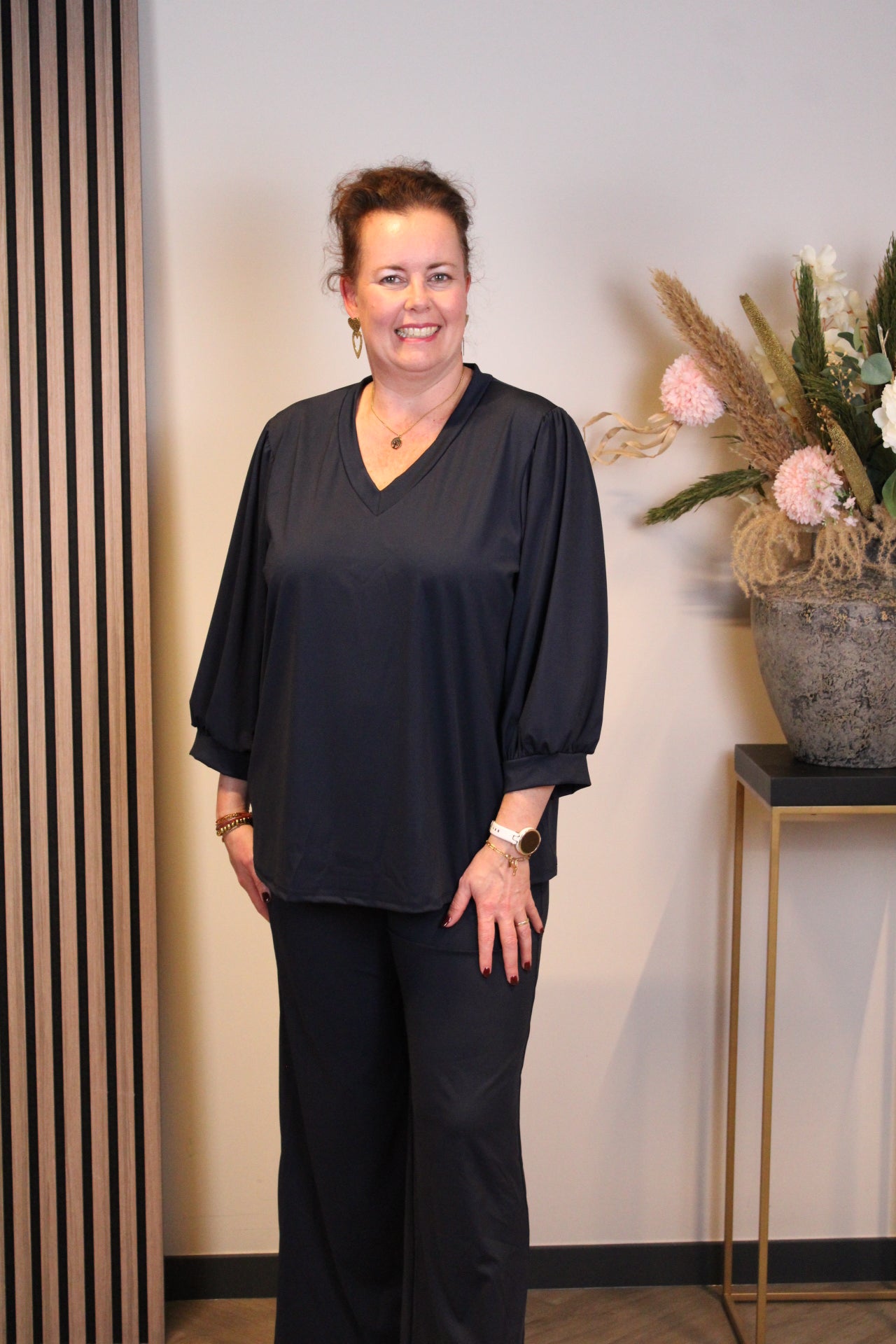 Silke | Top navy blauw 3/4-mouw 40 t/m 44