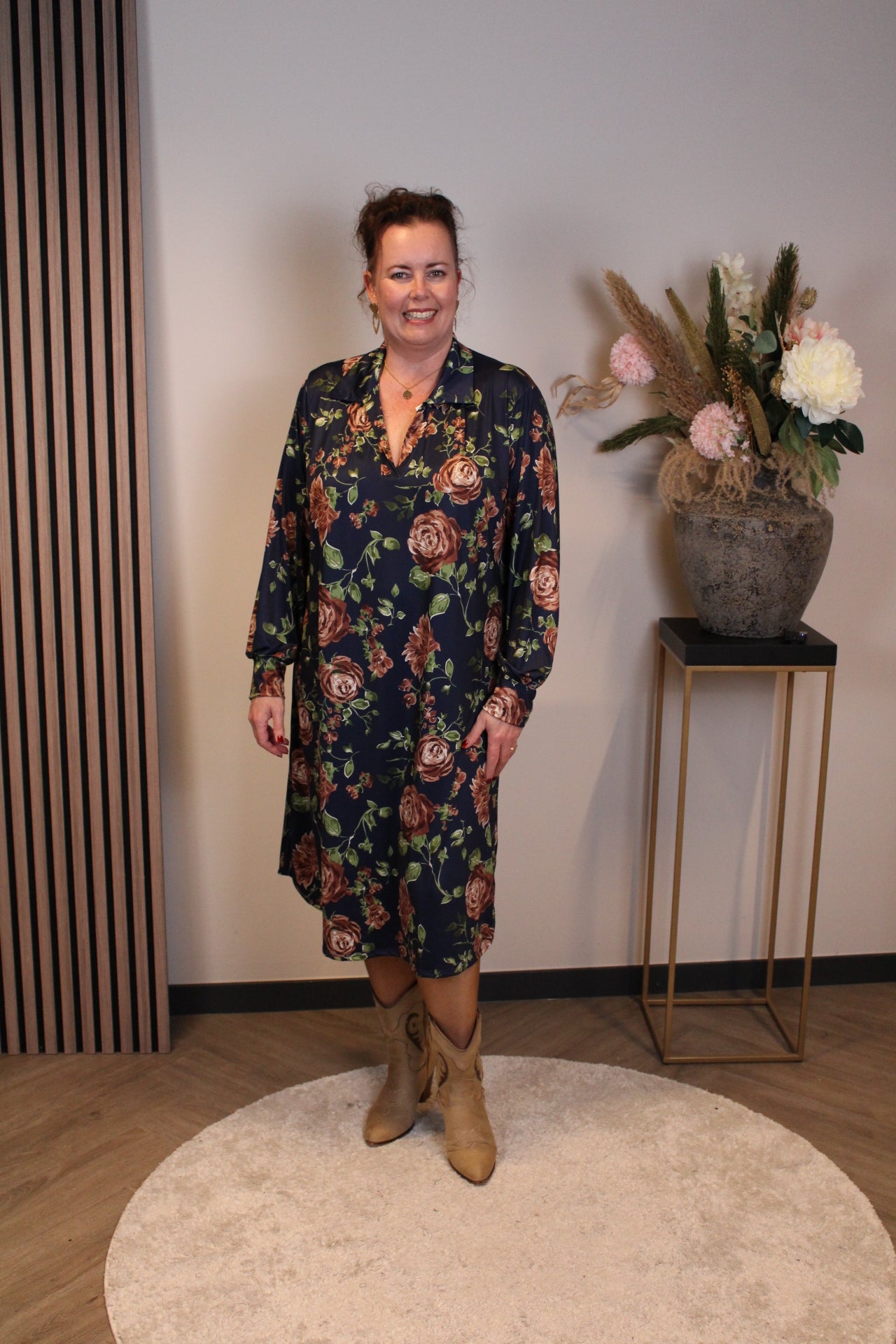 Hanneke | Jurk blauw met kraagje 38 t/m 46