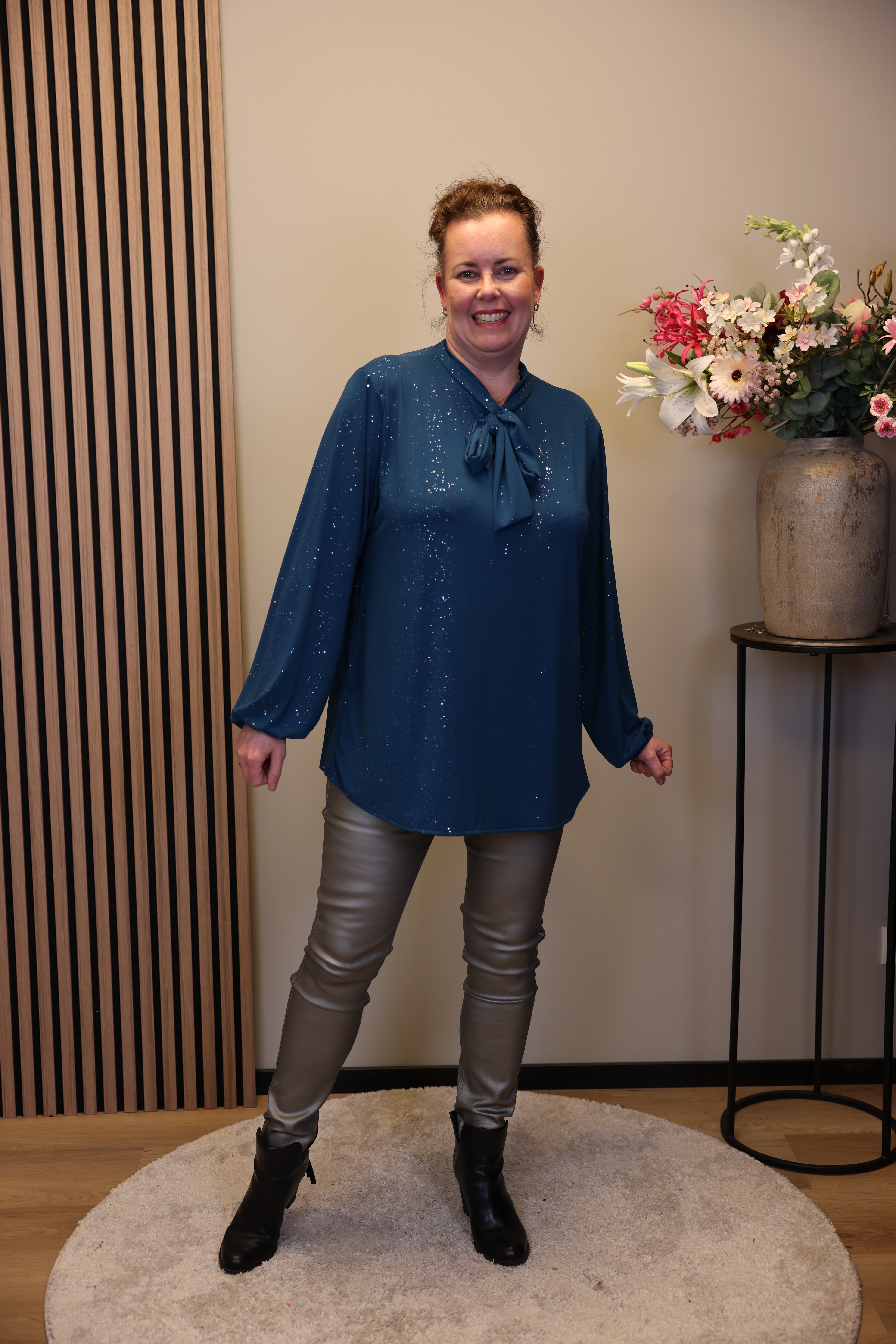 Nala | Broek lerenlook zilver 38 - 50