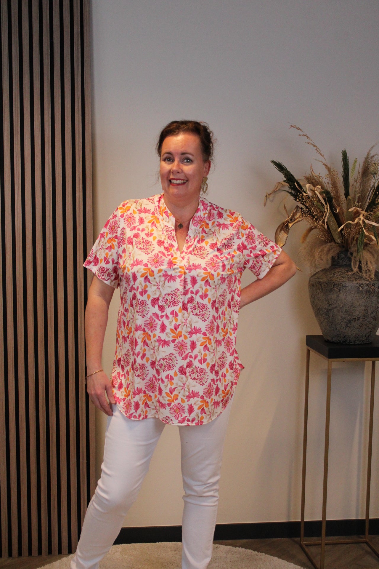 Emily | Blouse roze korte mouw 48 t/m 52