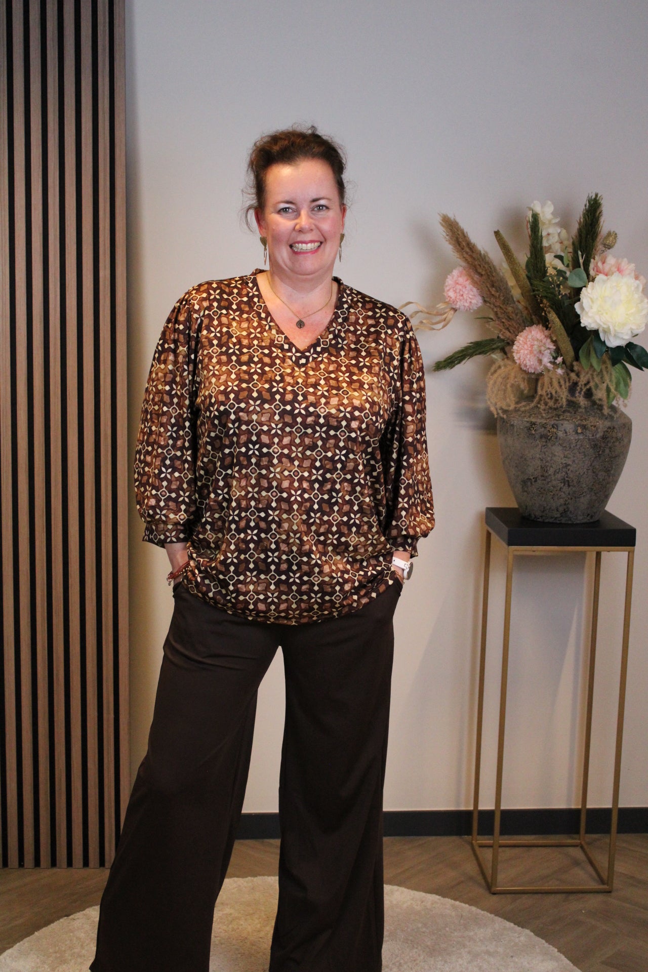 Robin | Top bruin 3/4-mouw 40 t/m 44