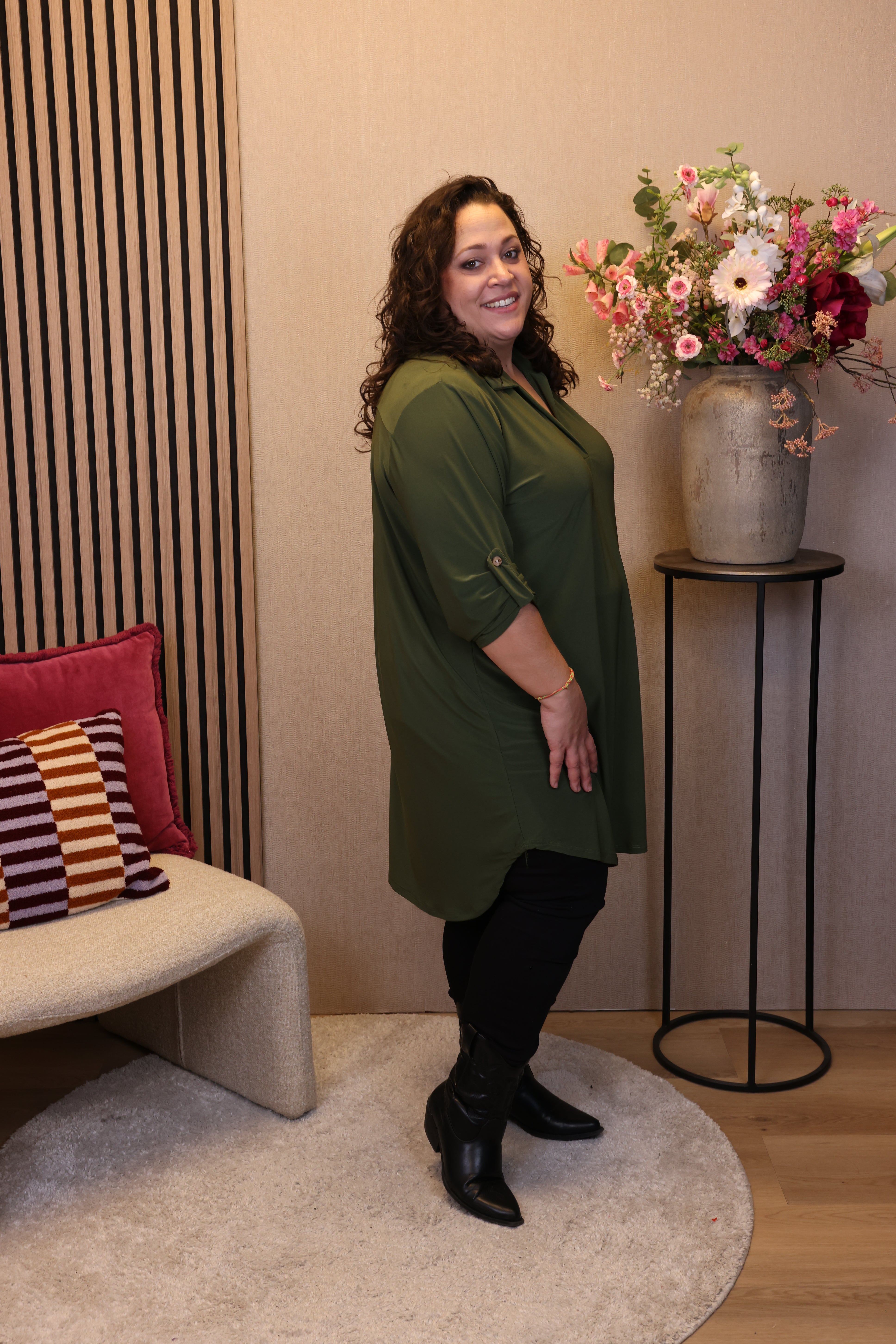 Marieke | Tuniek groen met kraagje
