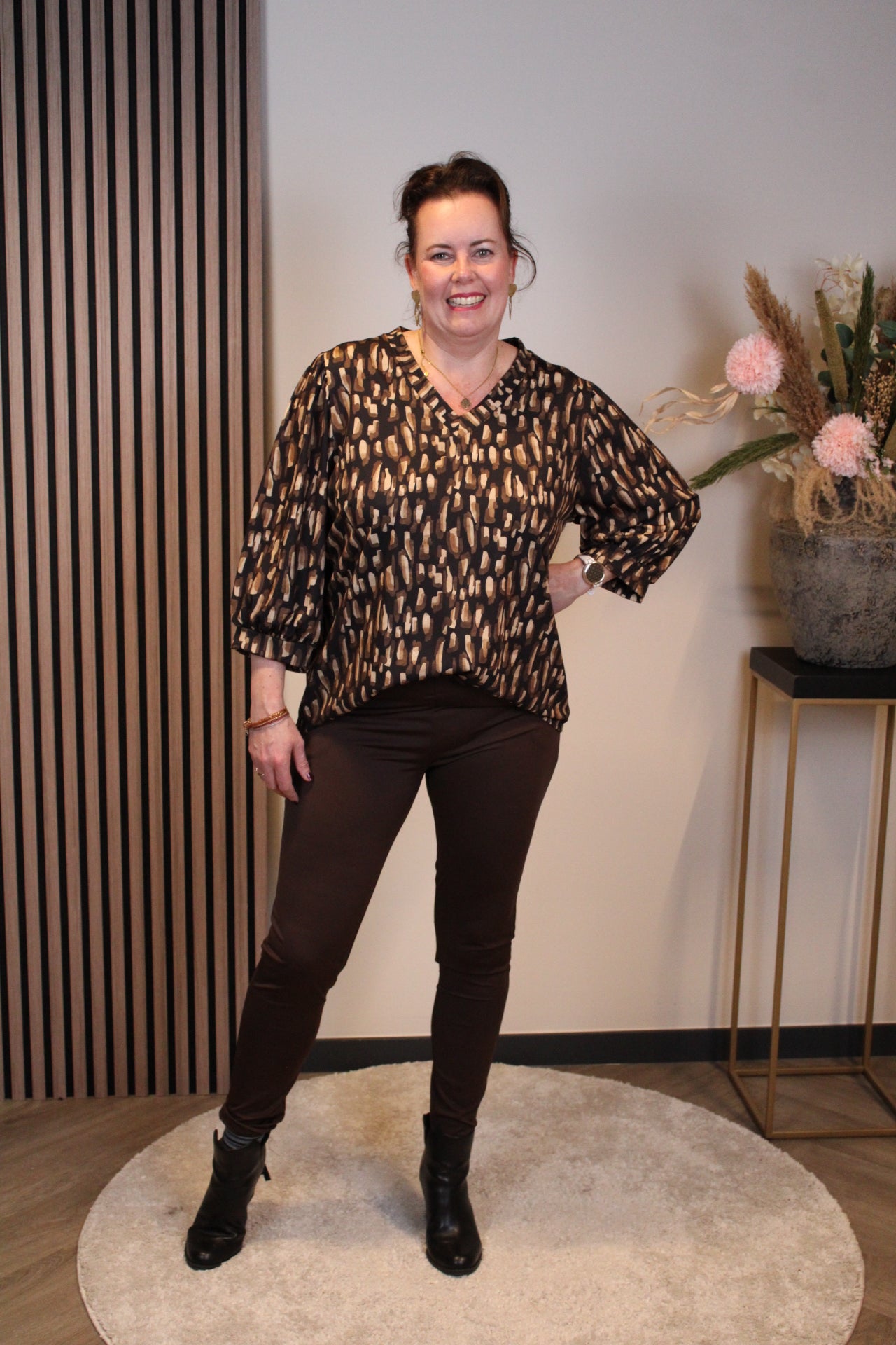 Lynn | Top bruin 3/4-mouw 46 t/m 50