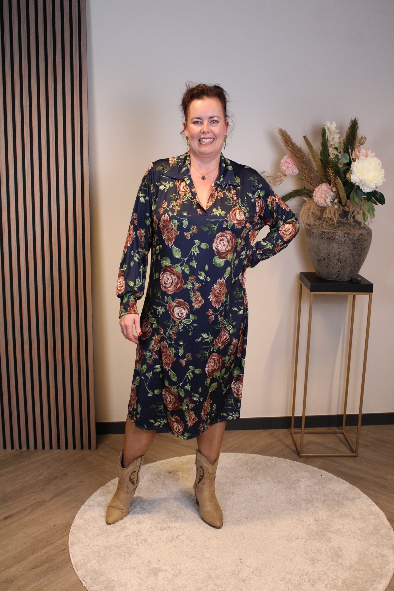 Hanneke | Jurk blauw met kraagje 38 t/m 46