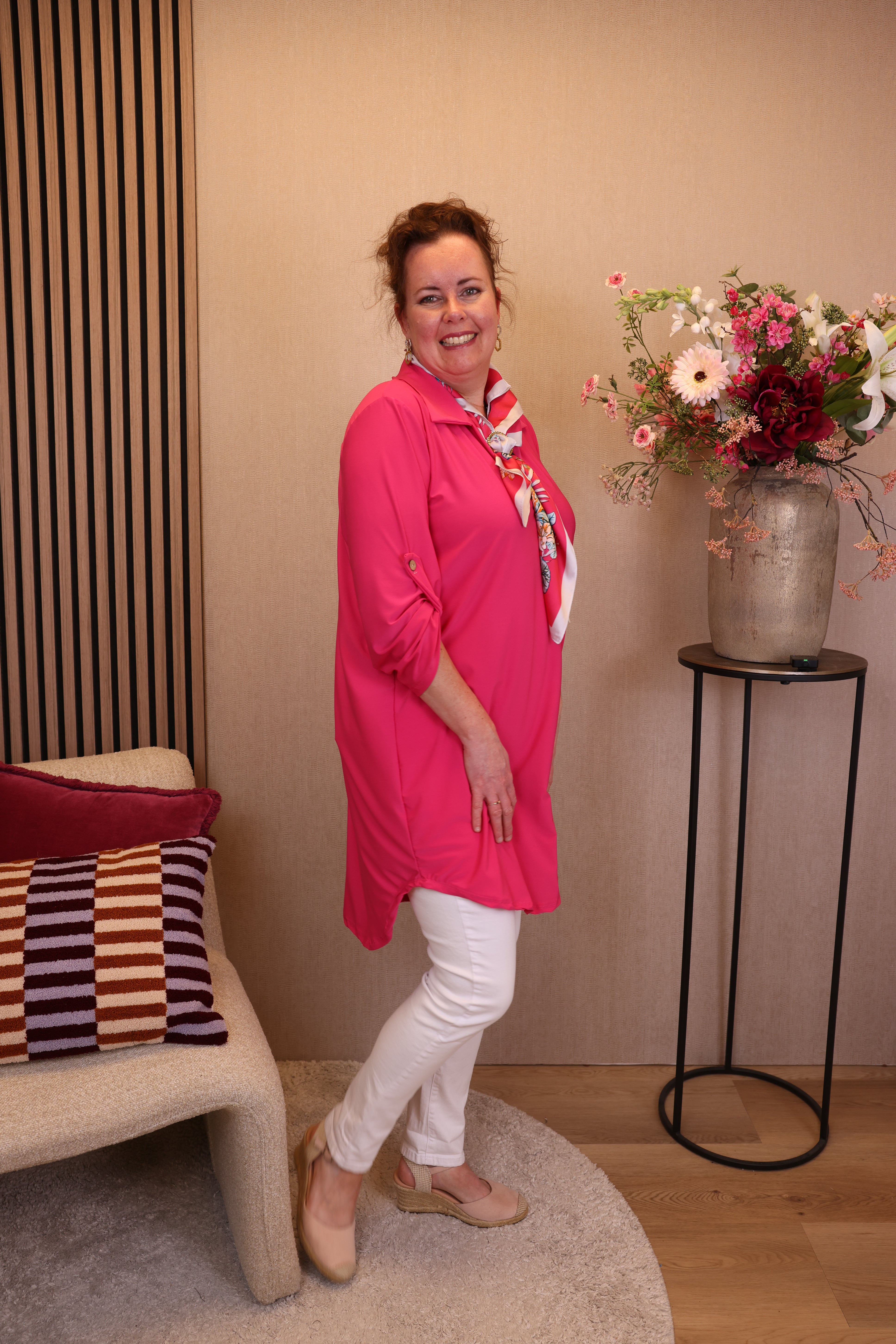 Marieke | Tuniek roze met kraagje