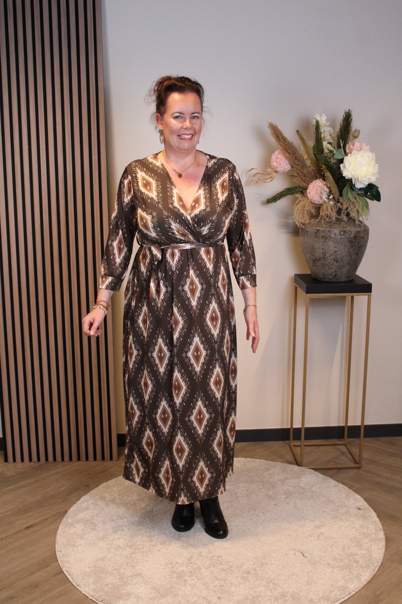 Sami | Jurk bruin lange mouw 38 t/m 44