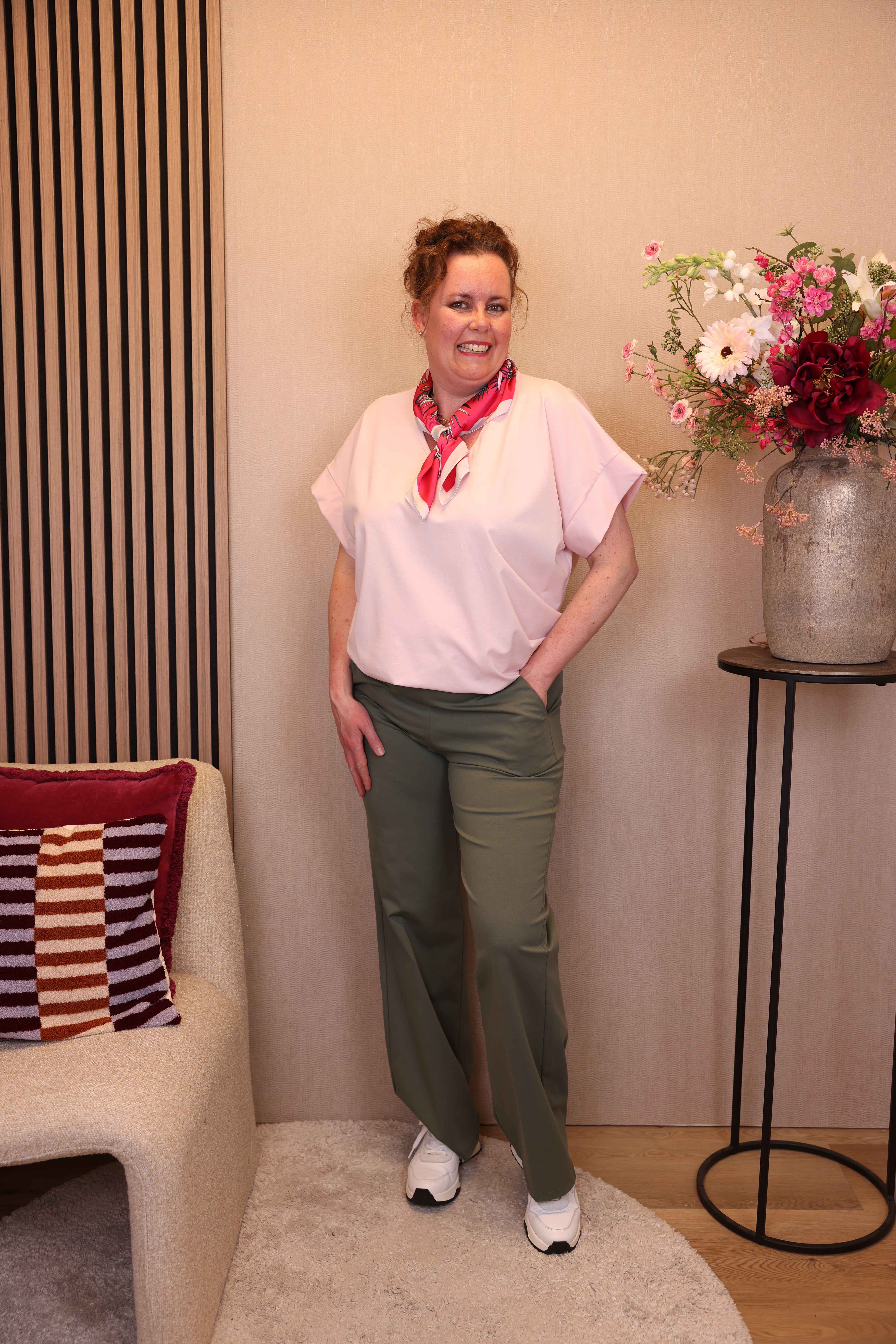 Saar | Luxe broek leger groen