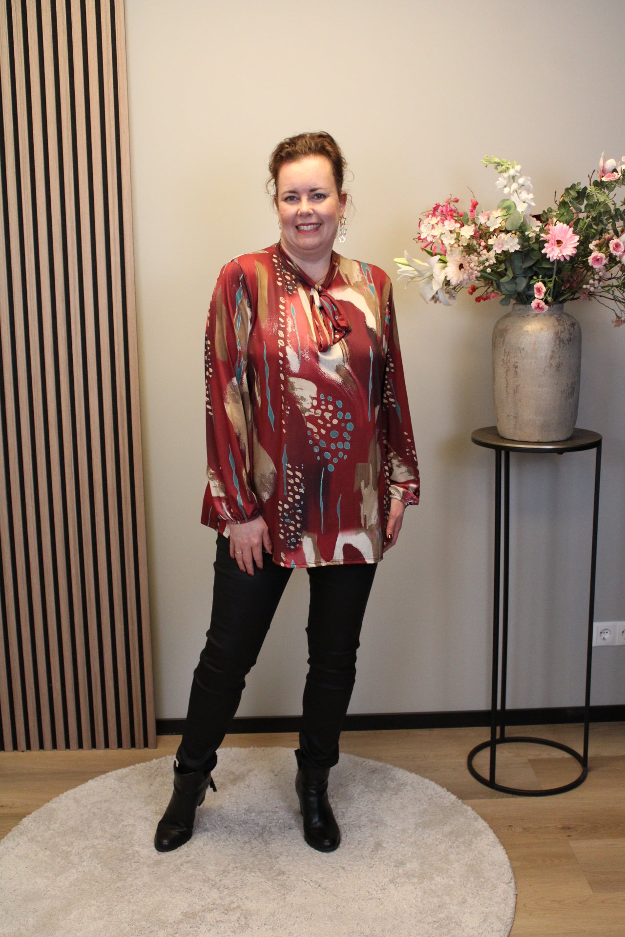 Vela | Blouse met strik roze lange mouw 38 t/m 48