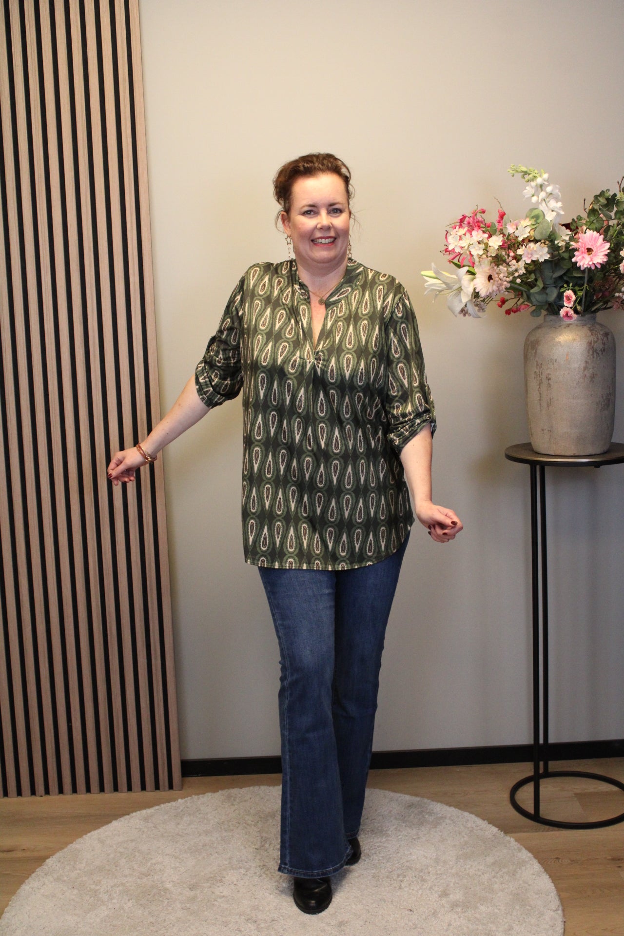 Lou | Blouse groen lange mouw 38 t/m 48