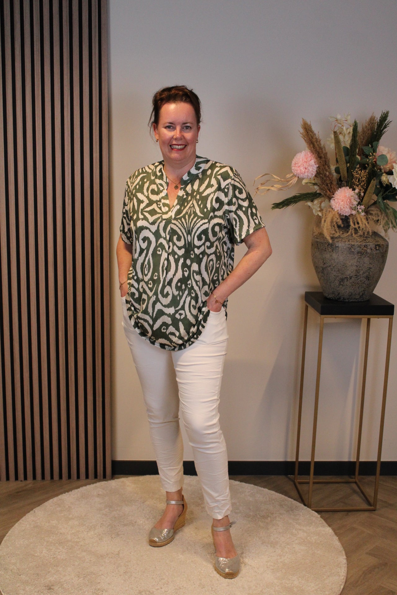 Kim | Blouse groen korte mouw 48 t/m 52