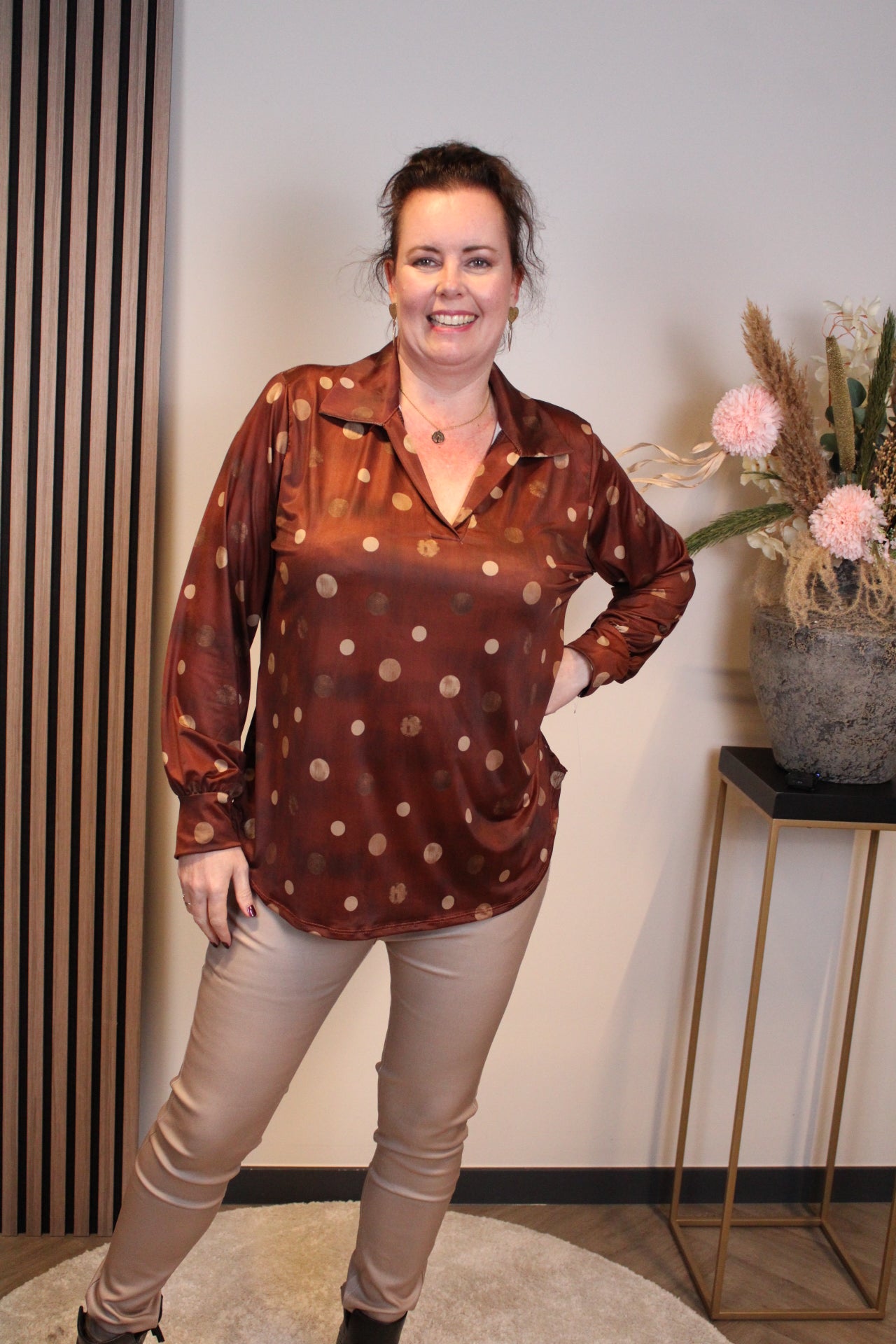 Jikke | Blouse met kraagje roest 48 t/m 52