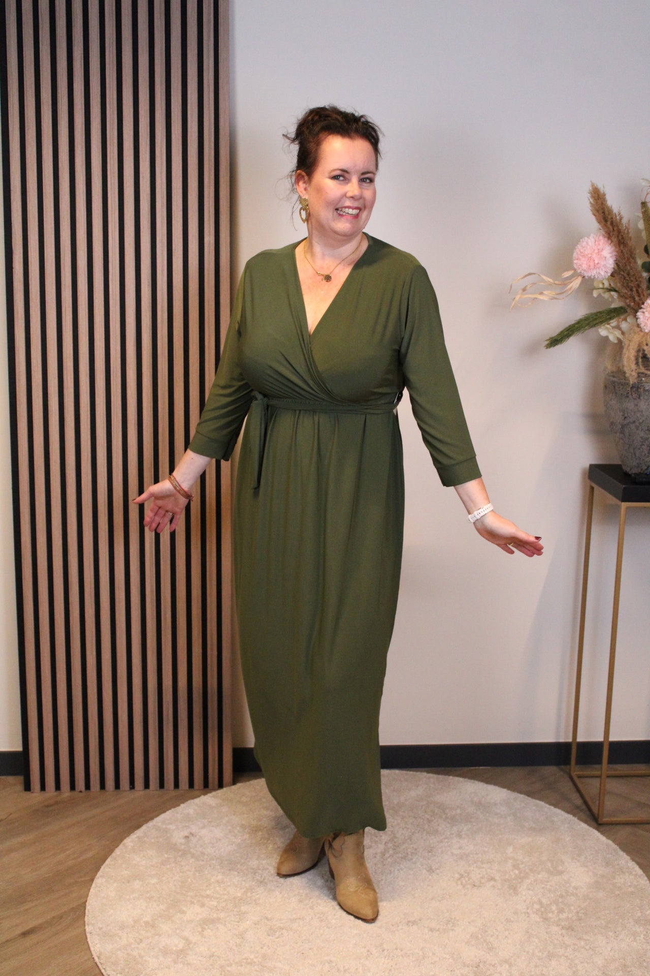 Fresia | Jurk groen lange mouw 46 t/m 50