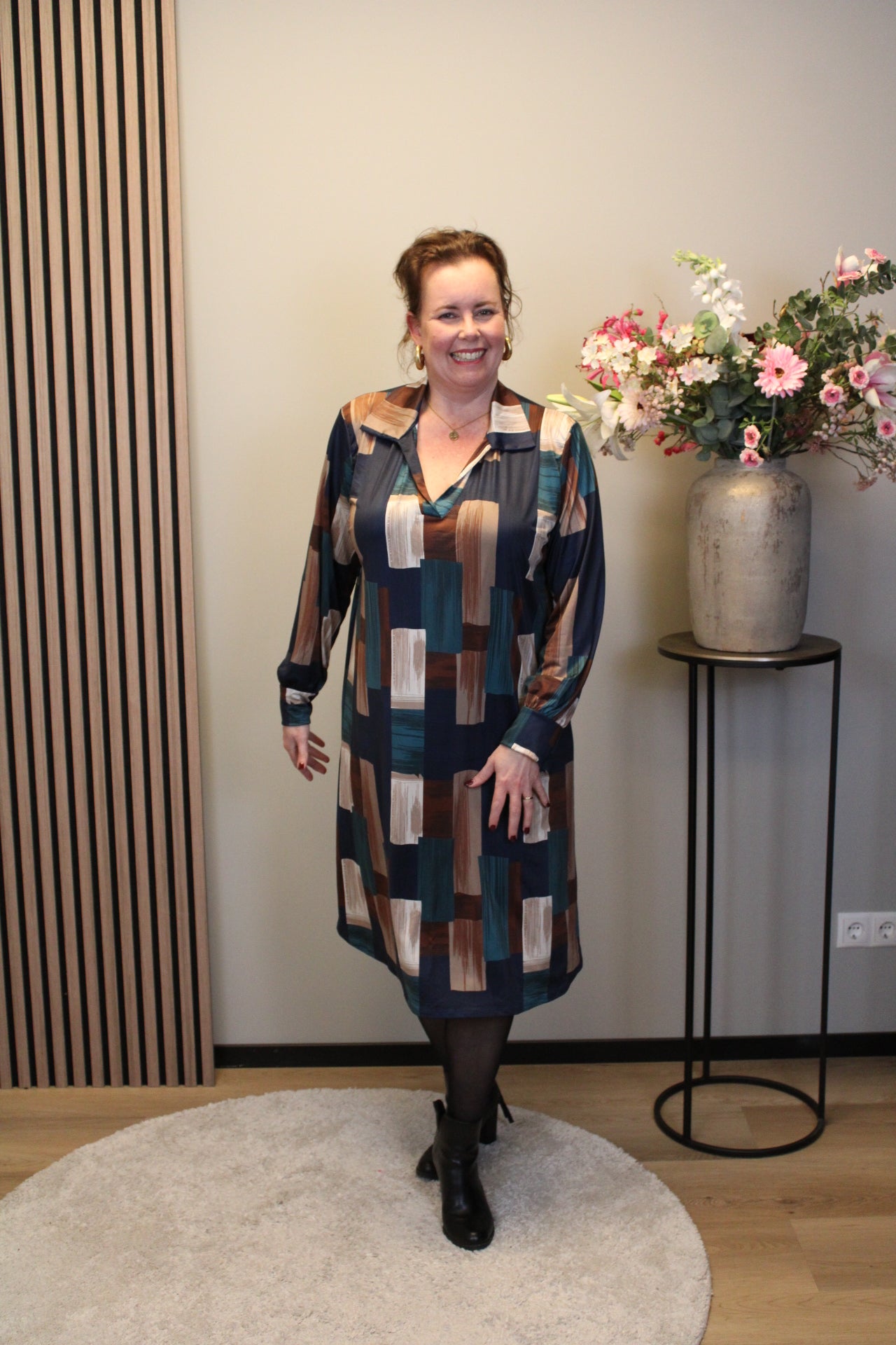 Emily | Jurk blauw met kraagje 46 t/m 50