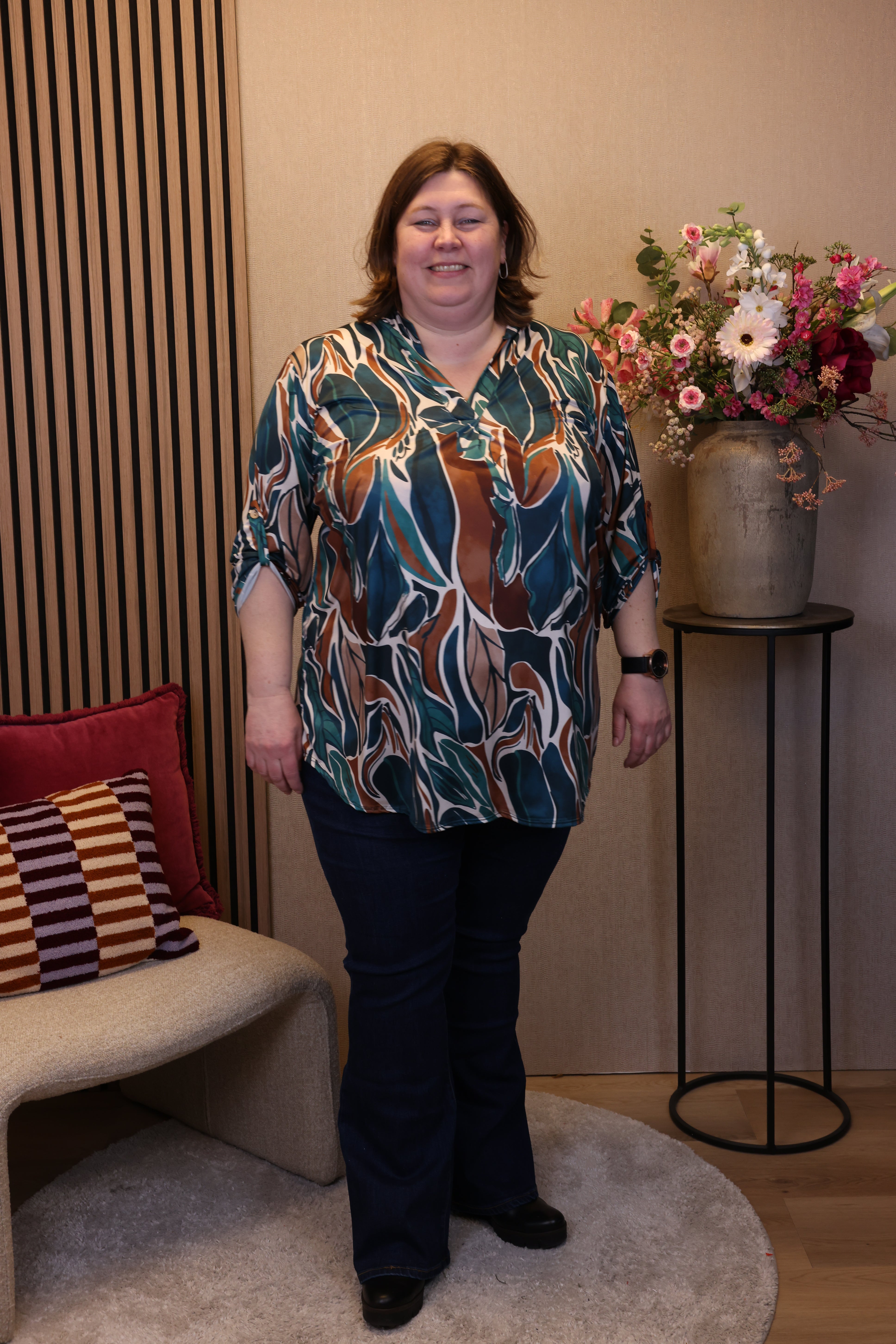 Rinske | Tuniek aqua met kraagje