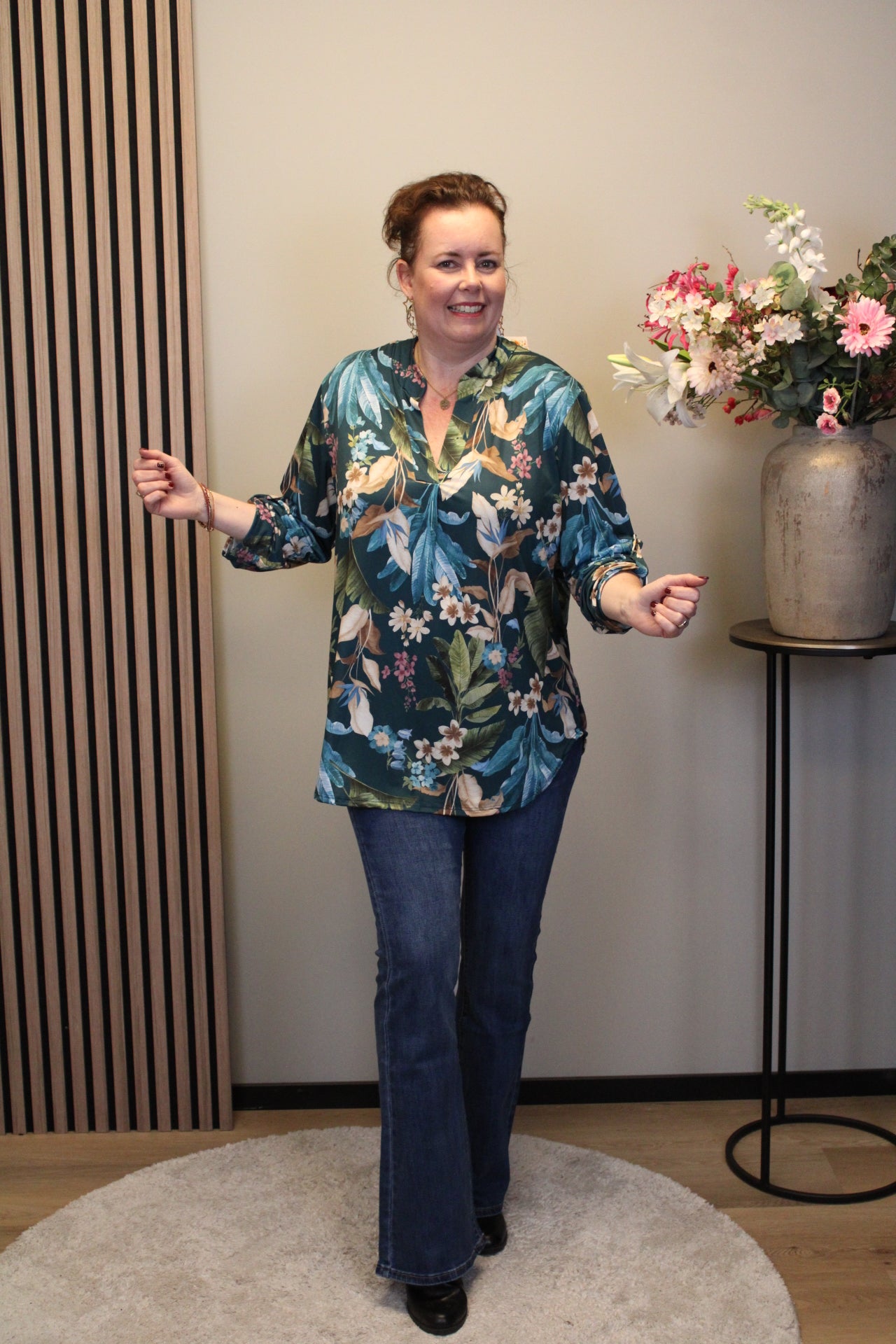 Elise | Blouse aqua lange mouw 38 t/m 48