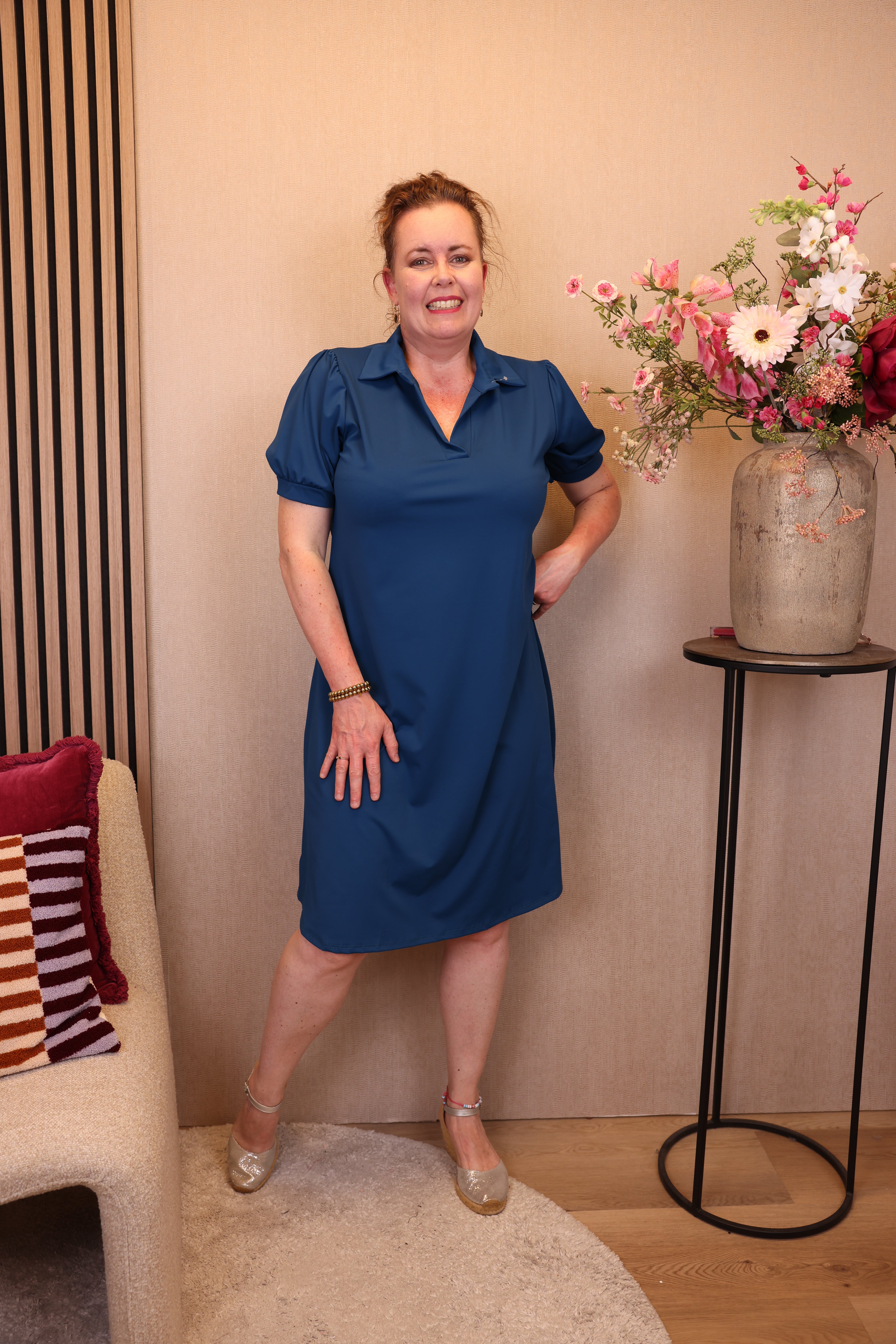Lotte | Jurk aqua met kraagje