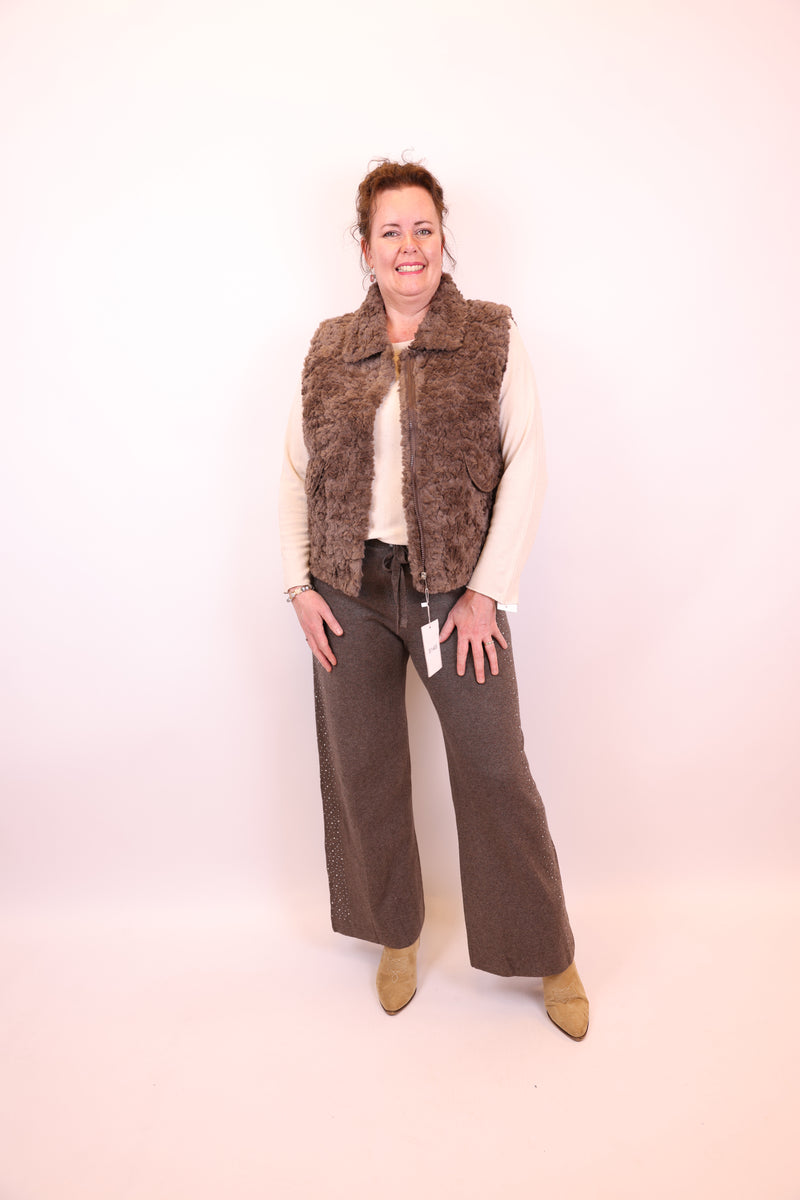 Lise | Broek taupe glitter