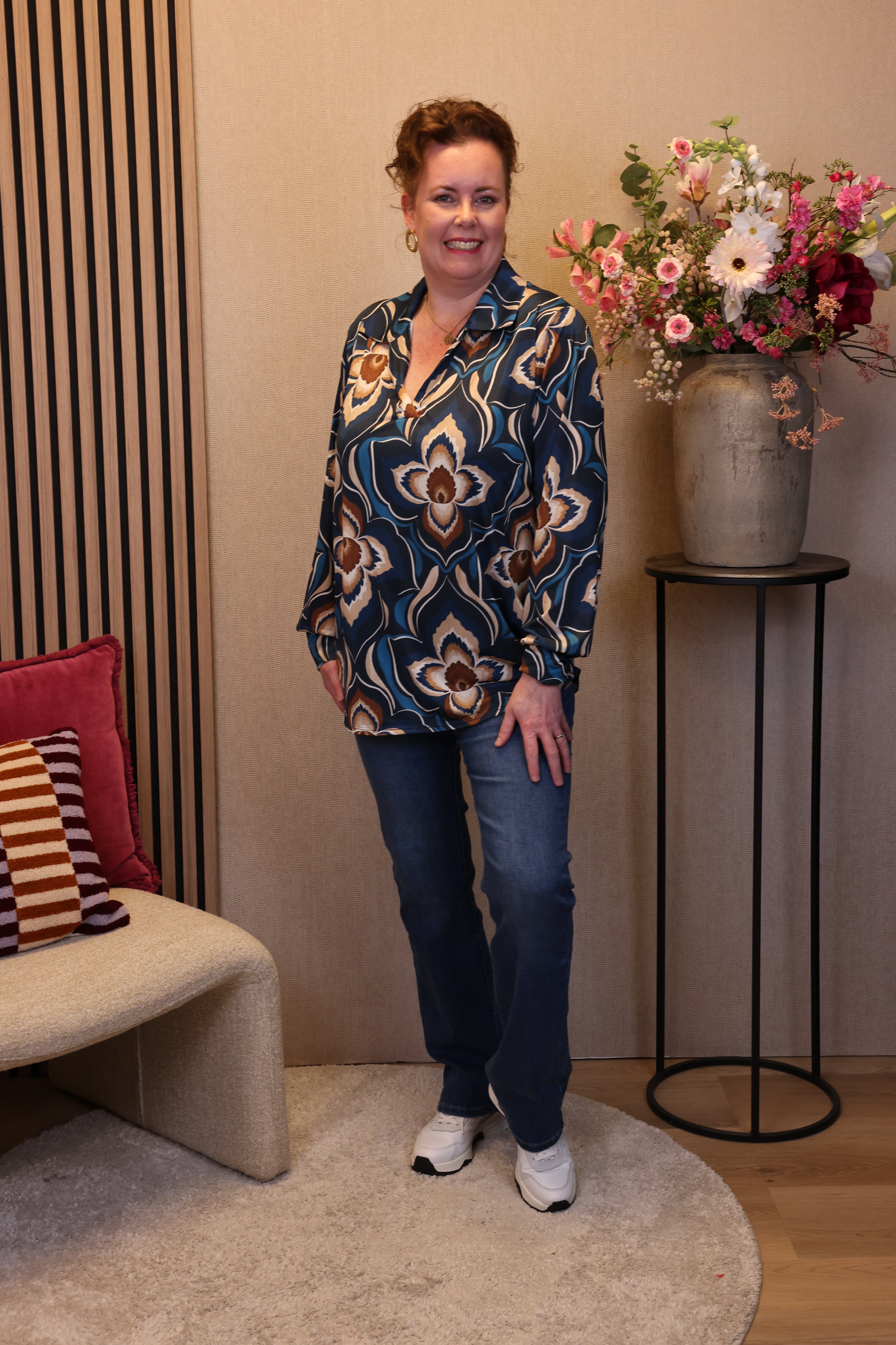 Aimee | Blouse blauw met kraagje