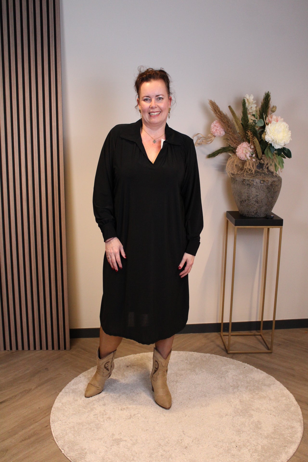 Marijke | Jurk zwart met kraagje 38 t/m 46