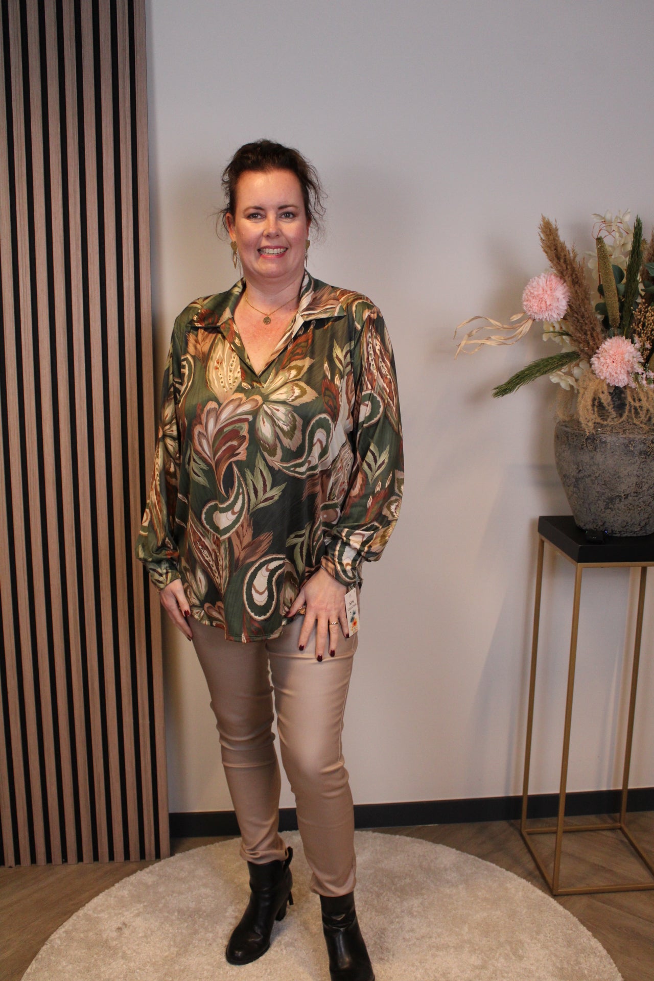 Veerle | Blouse groen met kraagje 38 t/m 48