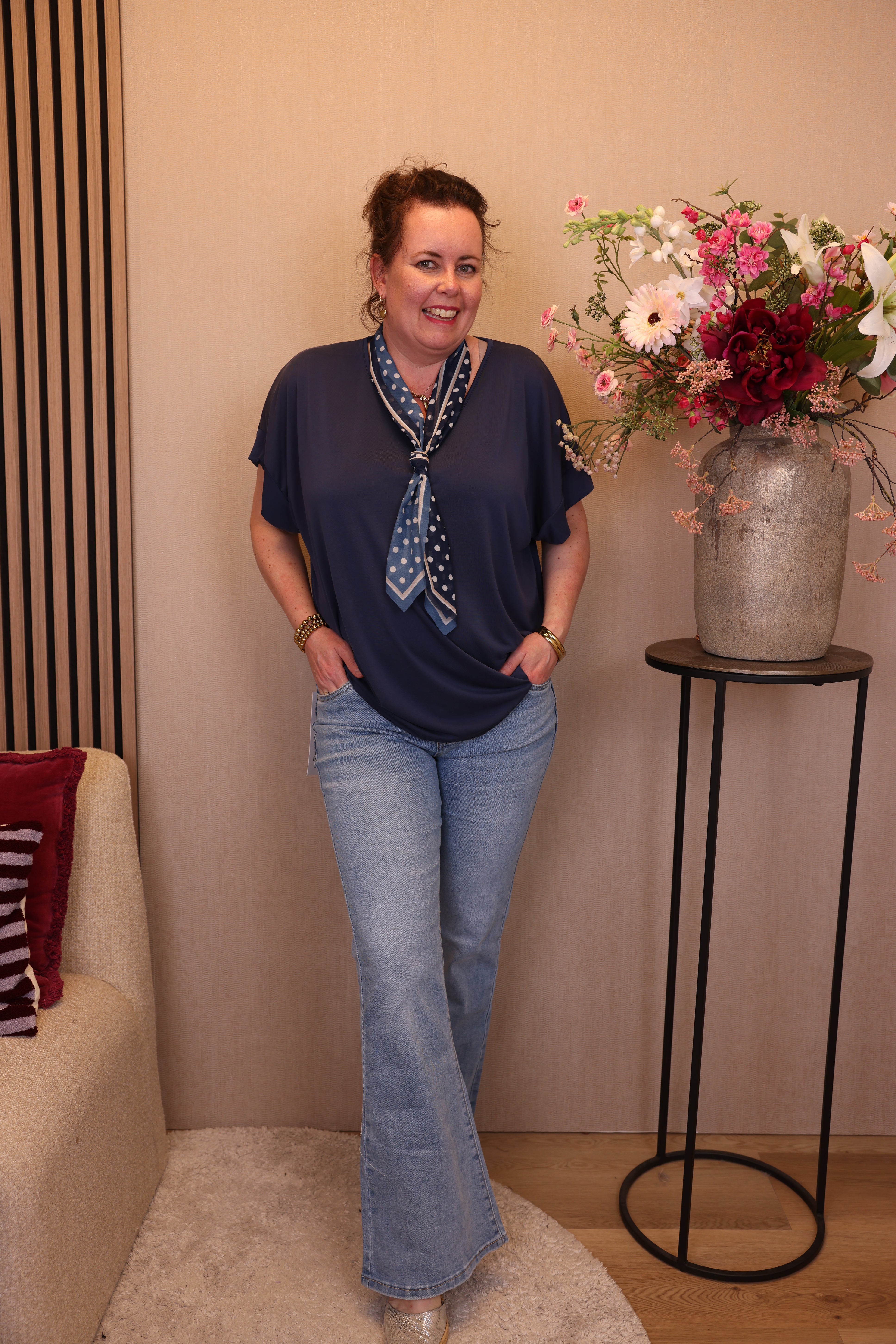 Mieke | Top navy + gratis sjaal