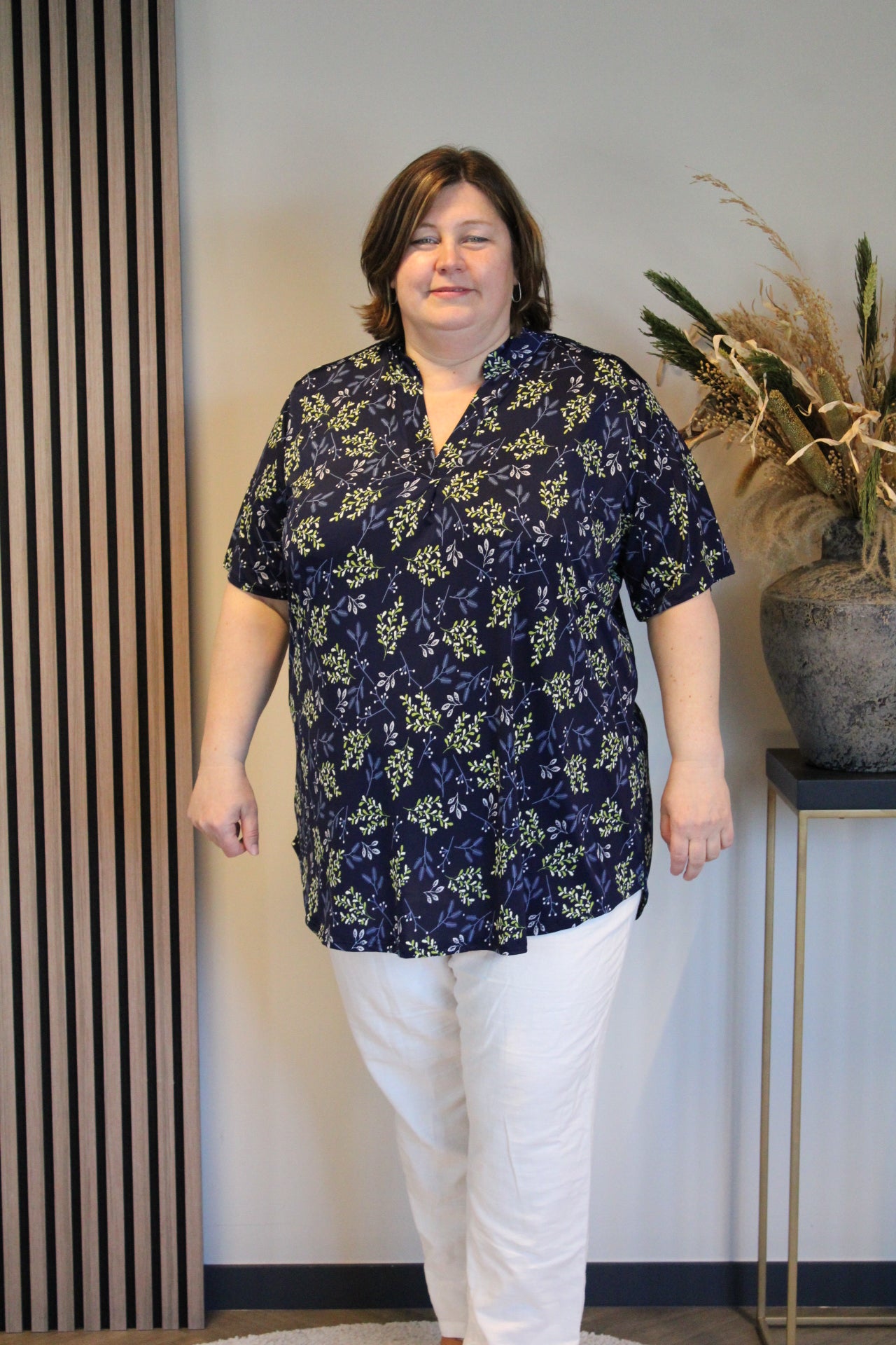 Nila | Blouse groen korte mouw 52 t/m 58