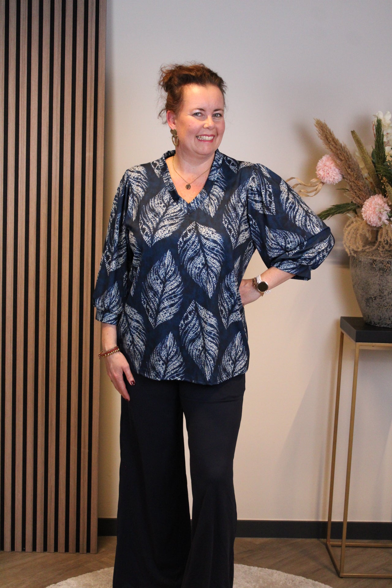 Chloe | Top blauw 3/4-mouw 46 t/m 50