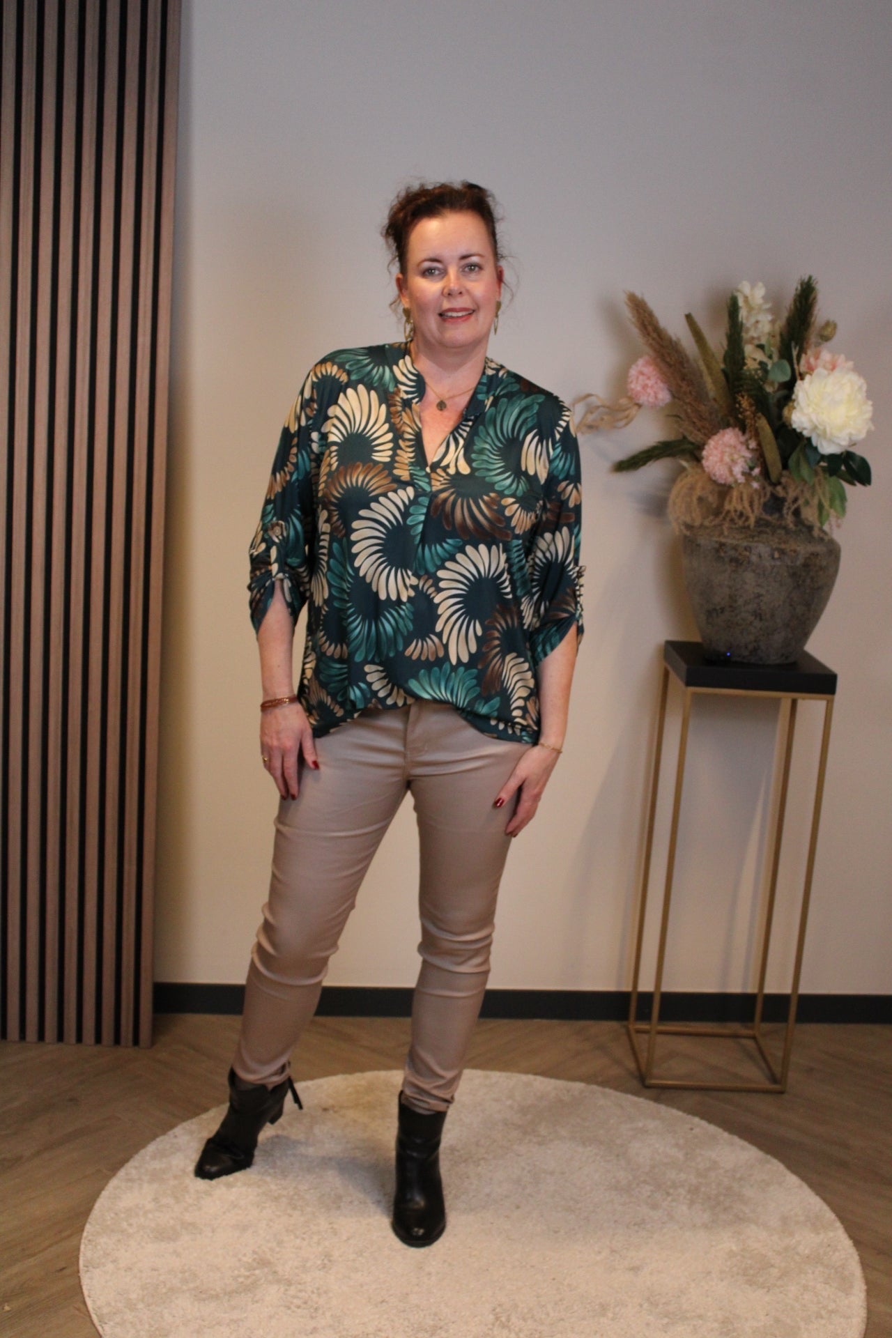 Margriet | Blouse aqua lange mouw 48 t/m 52