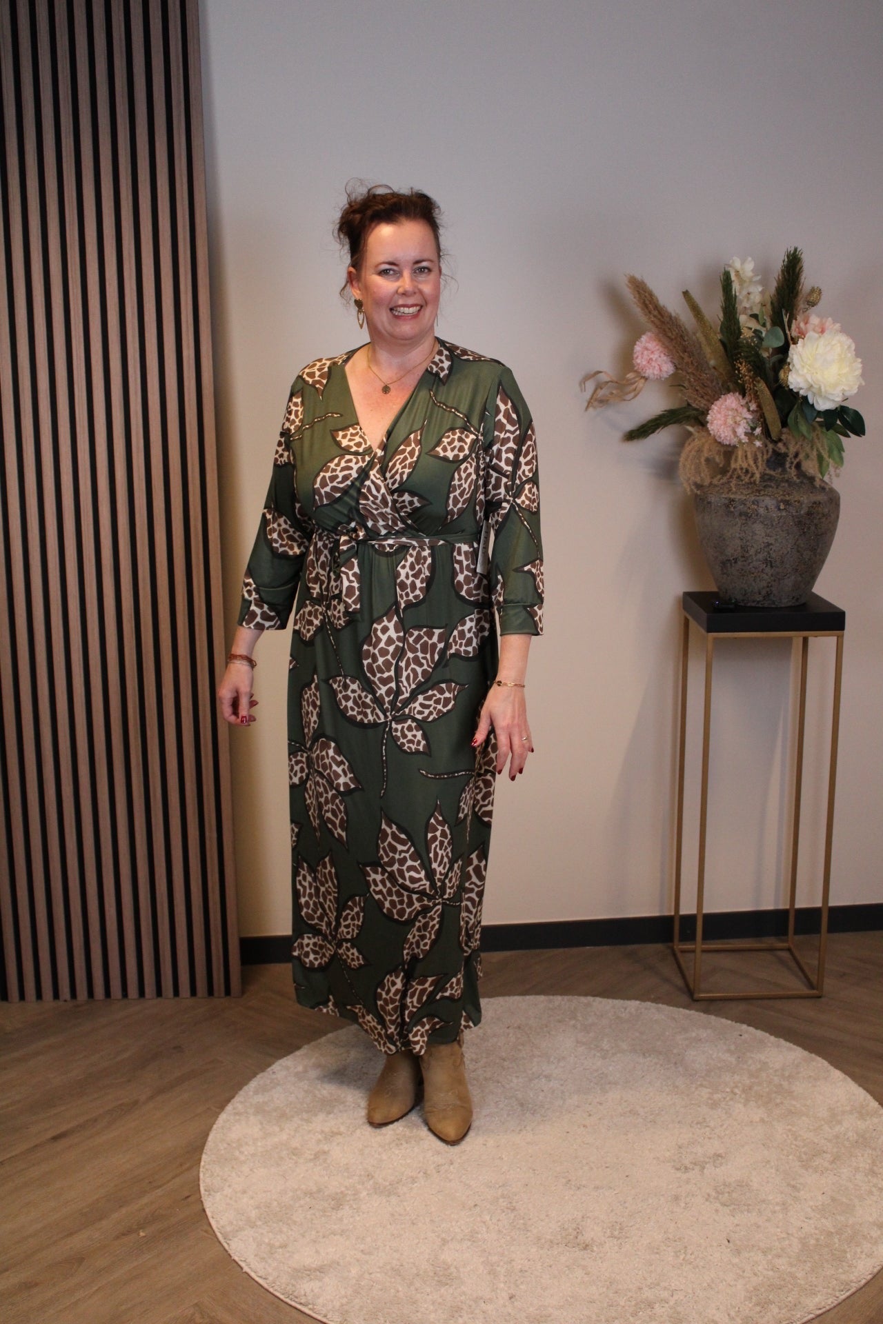 Megan | Jurk groen lange mouw 46 t/m 50