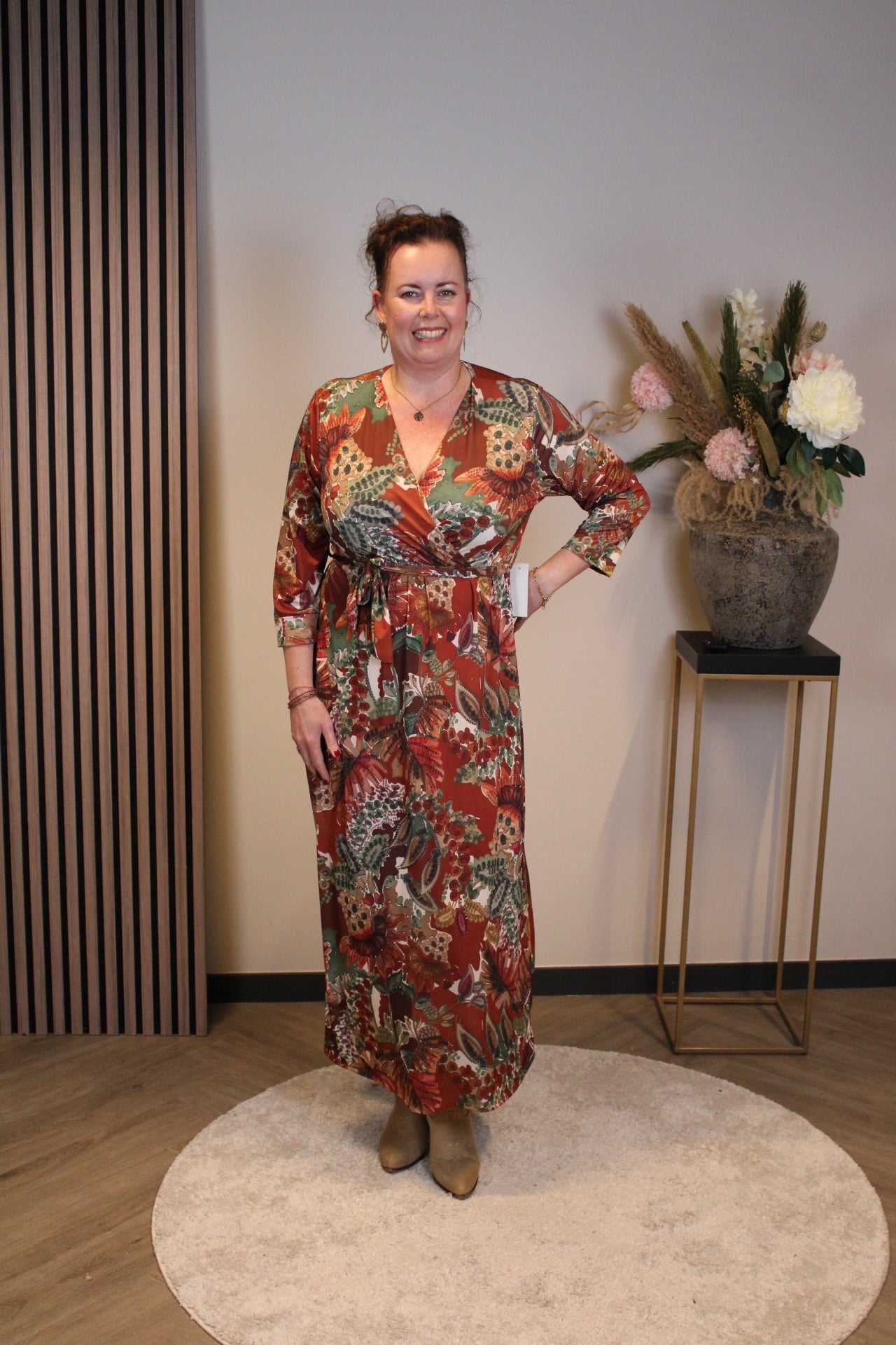 Christa | Jurk oranje lange mouw 46 t/m 50