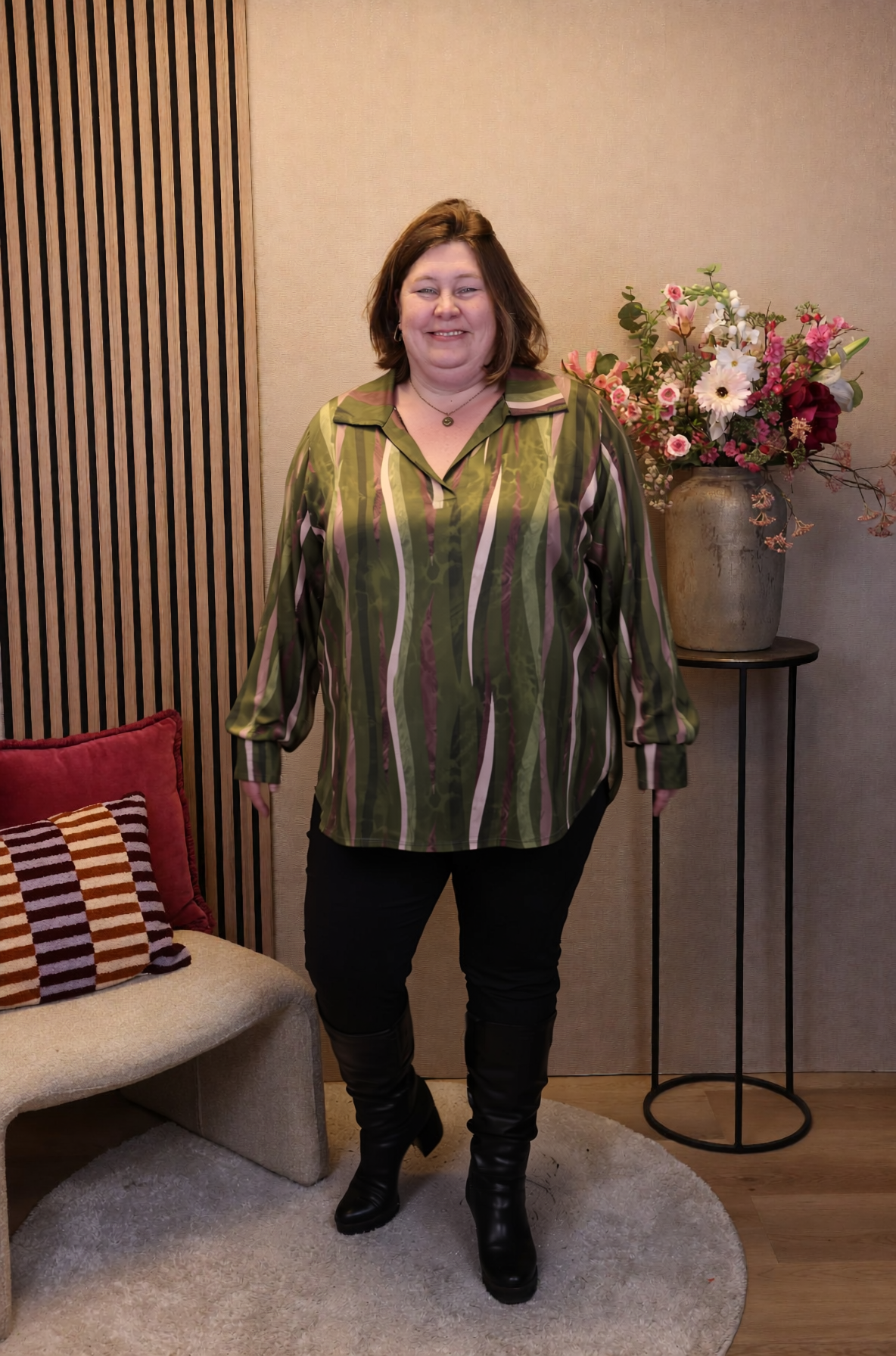 Fenna | Blouse groen met kraagje