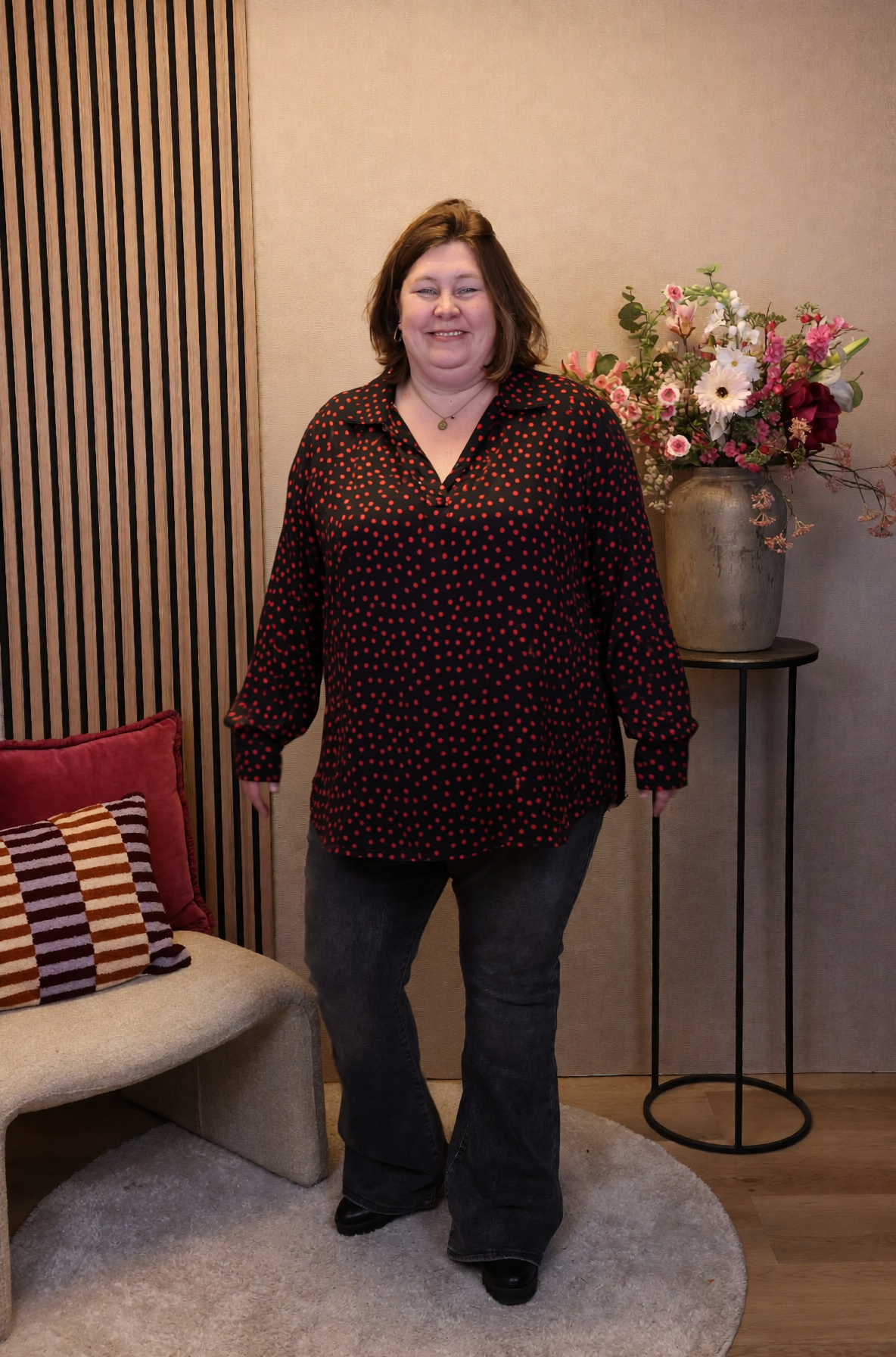 Madison | Blouse zwart met kraagje