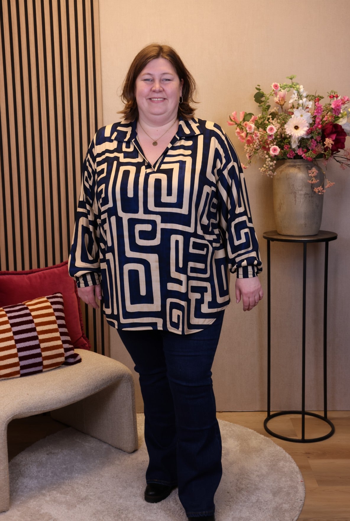 Esra | Blouse blauw met kraagje