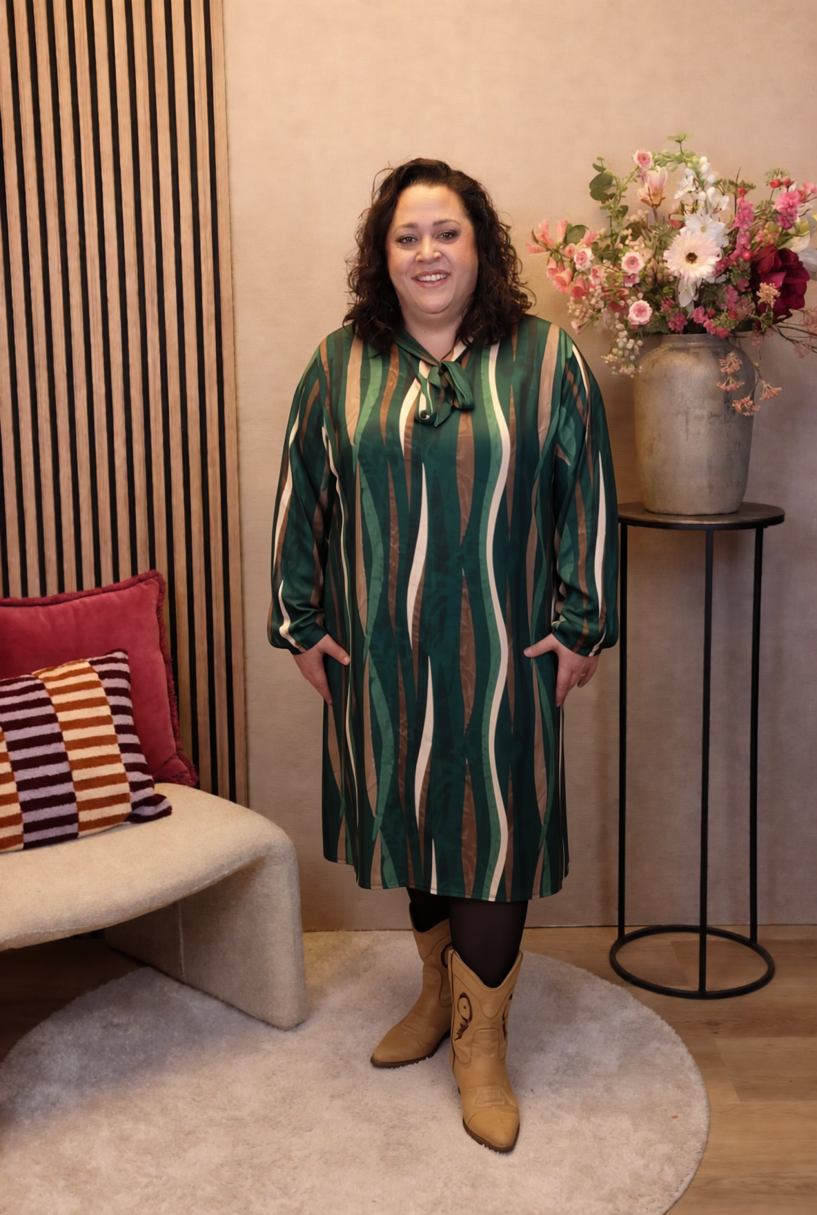 Annelie | Jurk groen met strik
