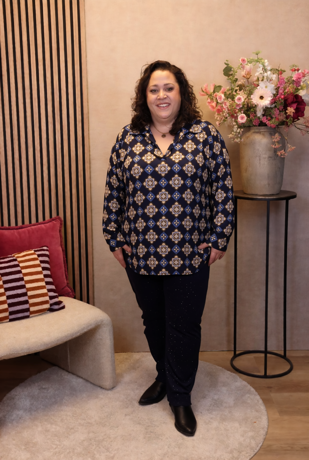 Thea | Blouse blauw met kraagje