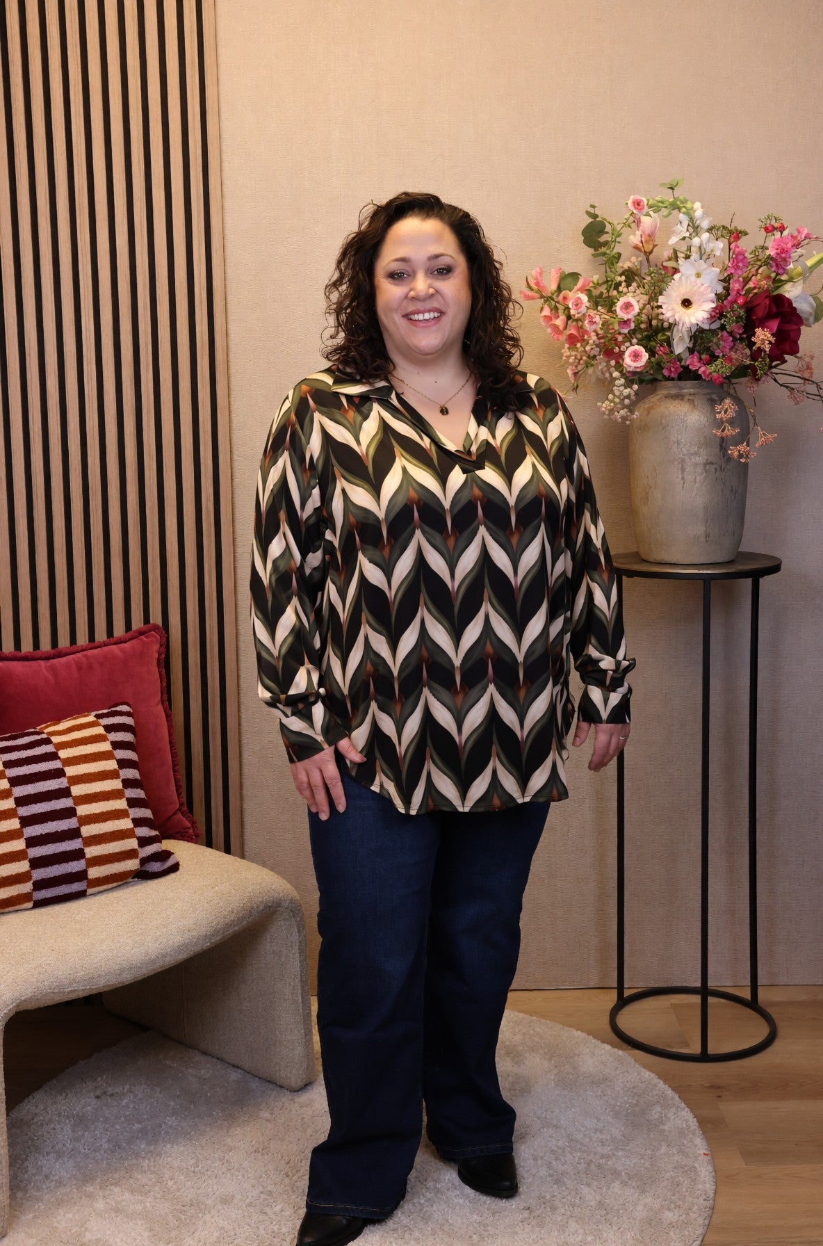 Fabienne | Blouse groen met kraagje