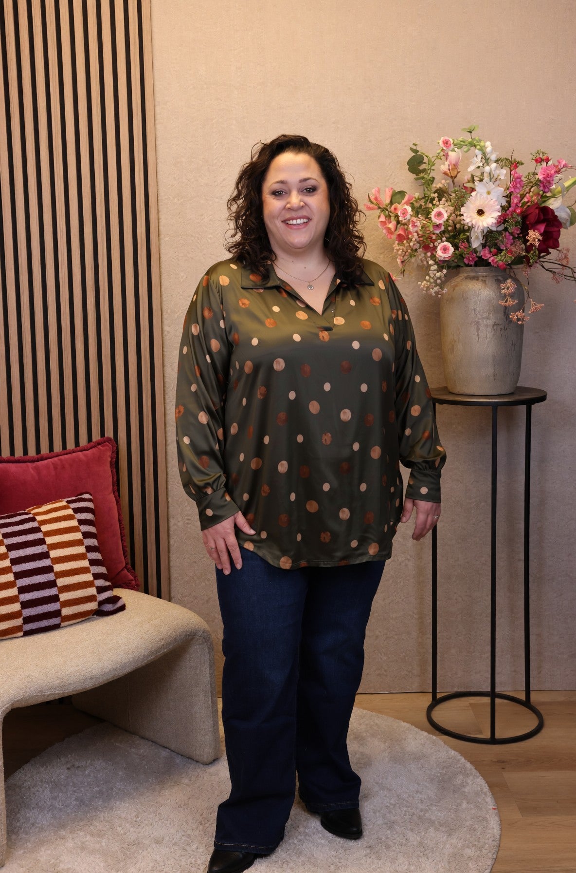 Vika | Blouse groen met kraagje