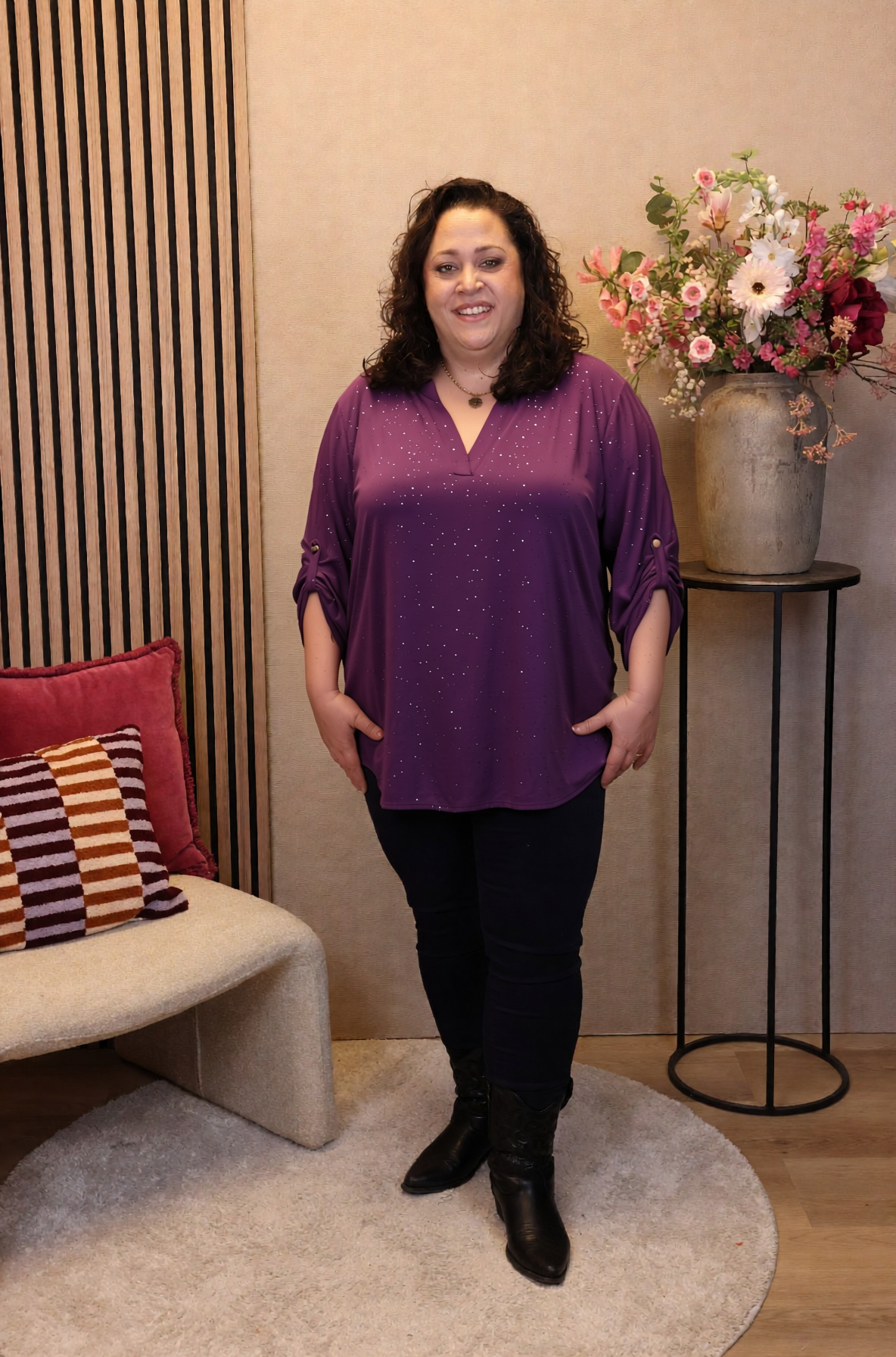 Mieke | Glitter blouse paars