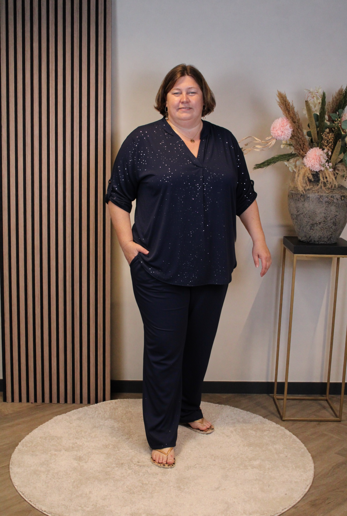 Mieke | Glitter blouse blauw