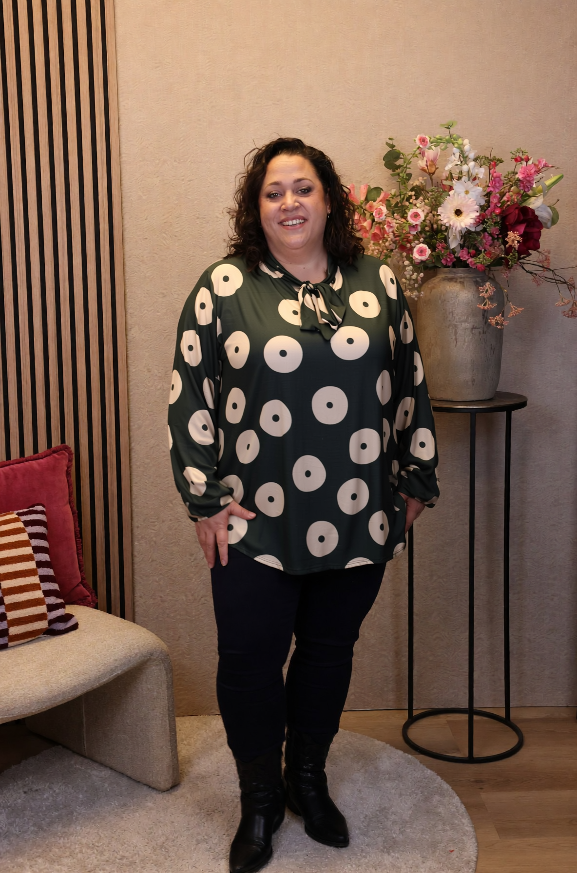 Iris | Blouse groen met strik