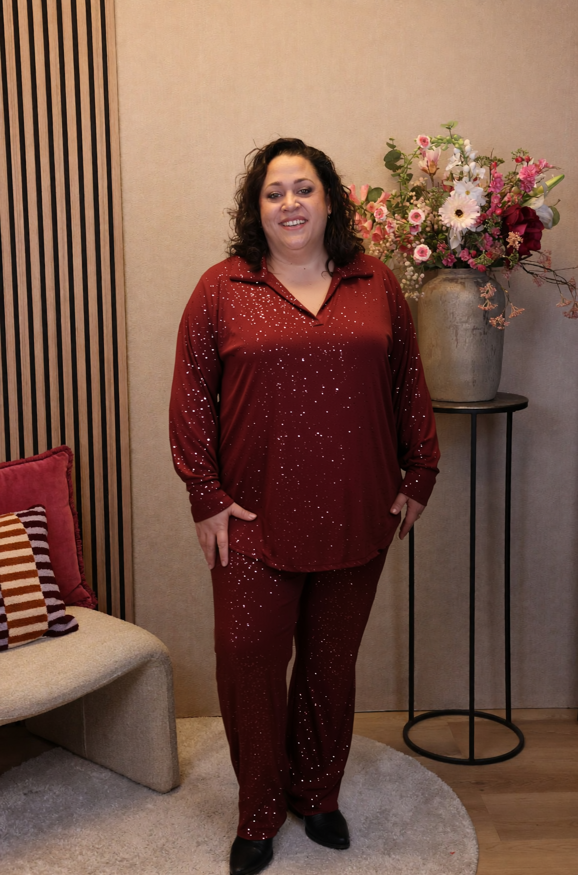 Aukje | Broek bordeaux met zakken