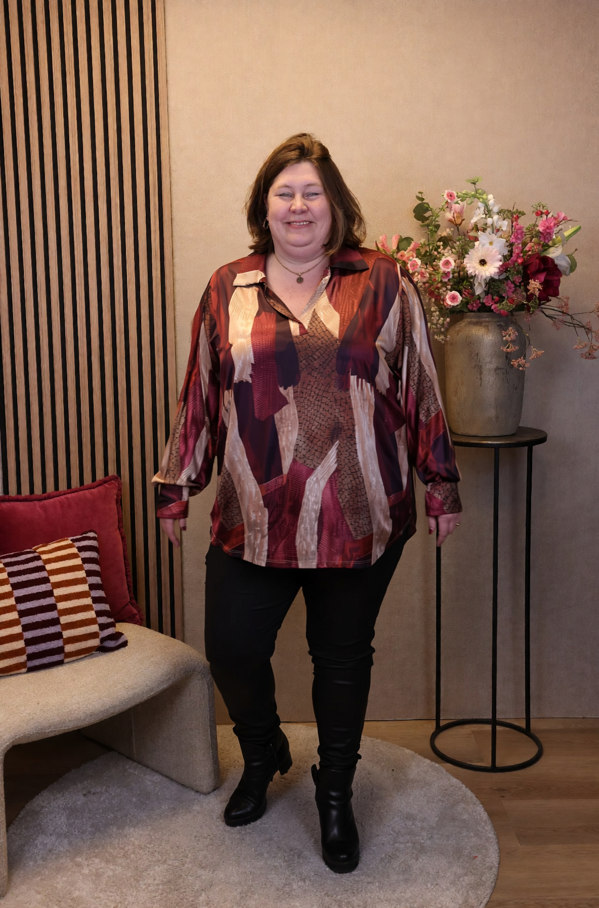 Tara | Blouse roze met kraagje