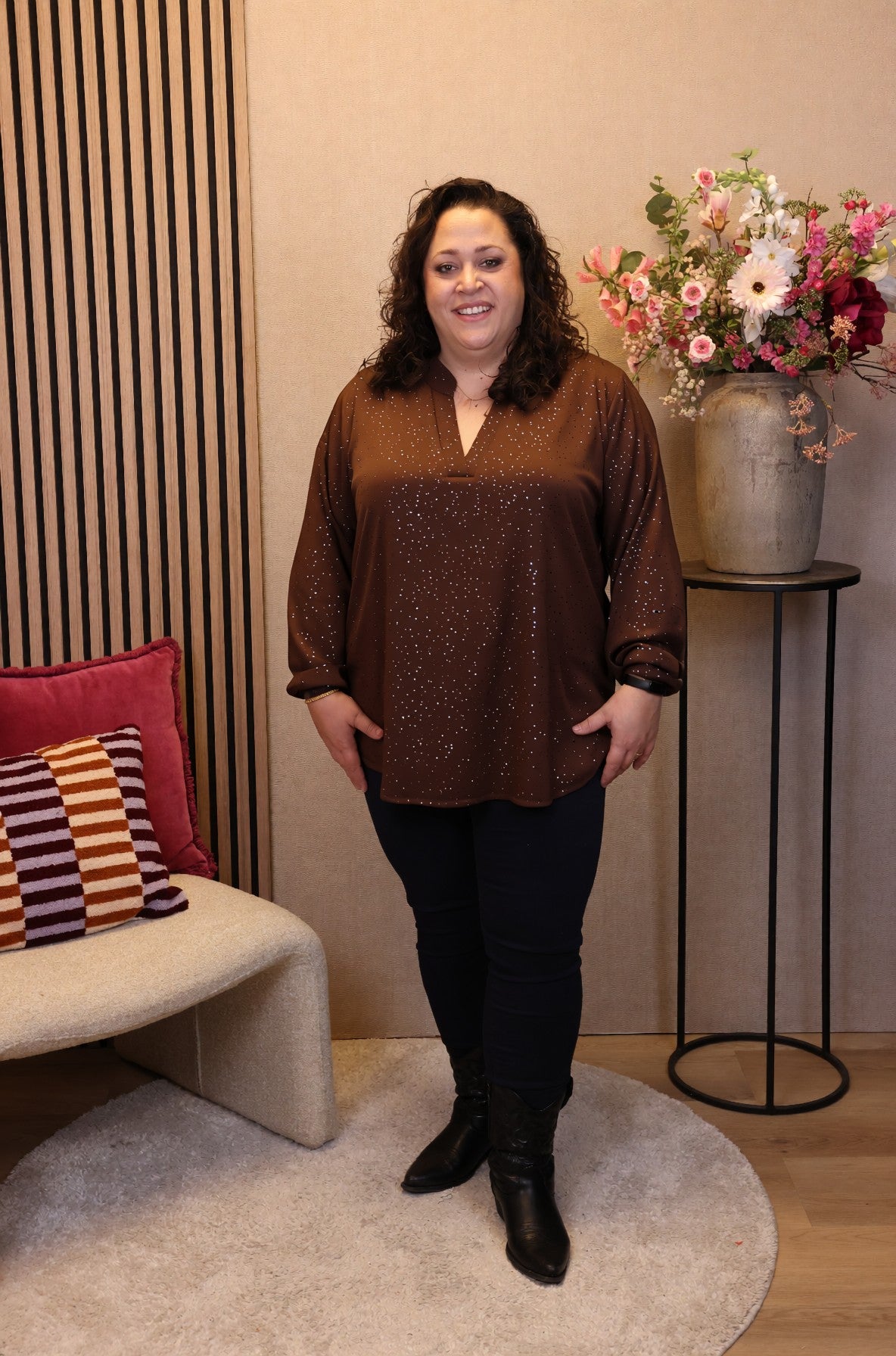 Hannah | Glitter trui bruin