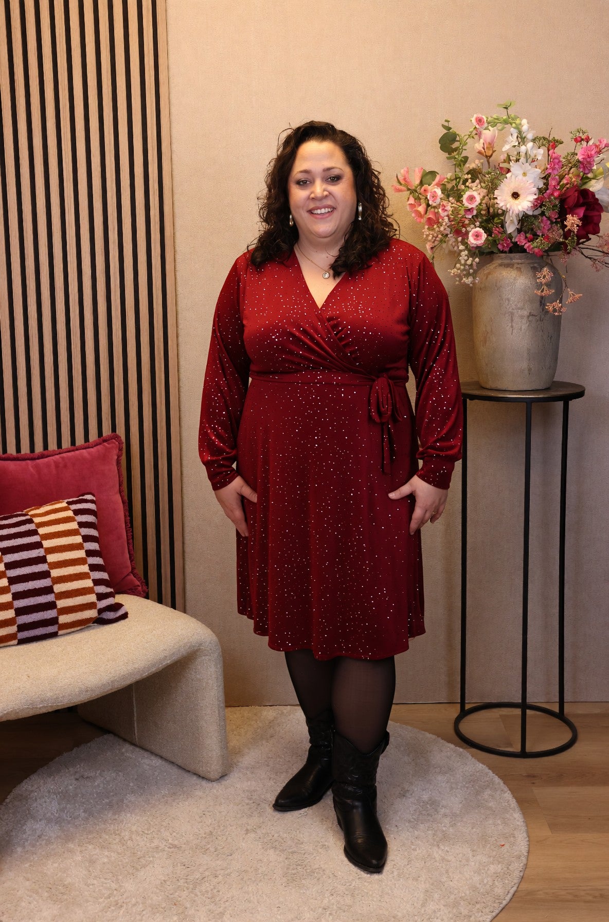 Maya | Glitter jurk bordeaux