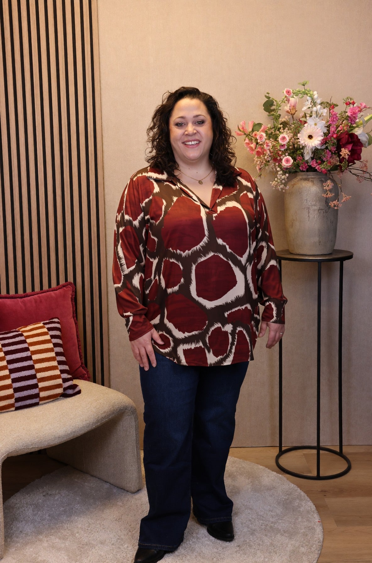 Laura | Blouse roze met kraagje